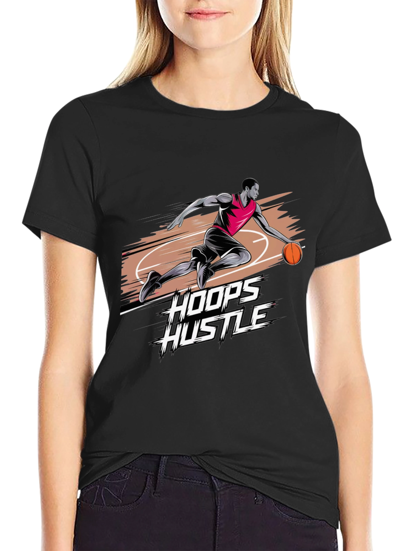 Hoops Hustle Graphic T-Shirt - Stylish Basketball Tee