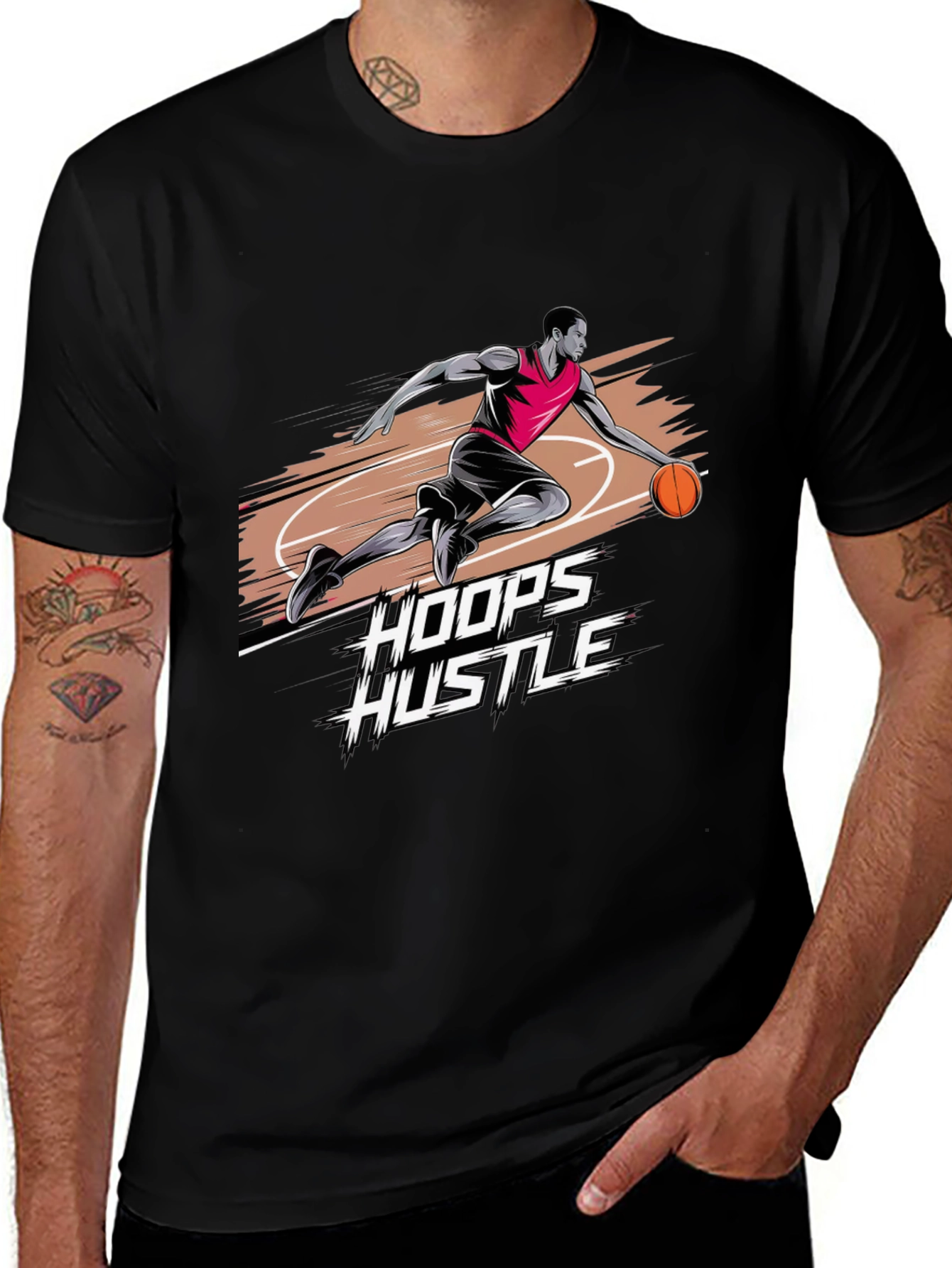 Hoops Hustle Graphic T-Shirt - Stylish Basketball Tee
