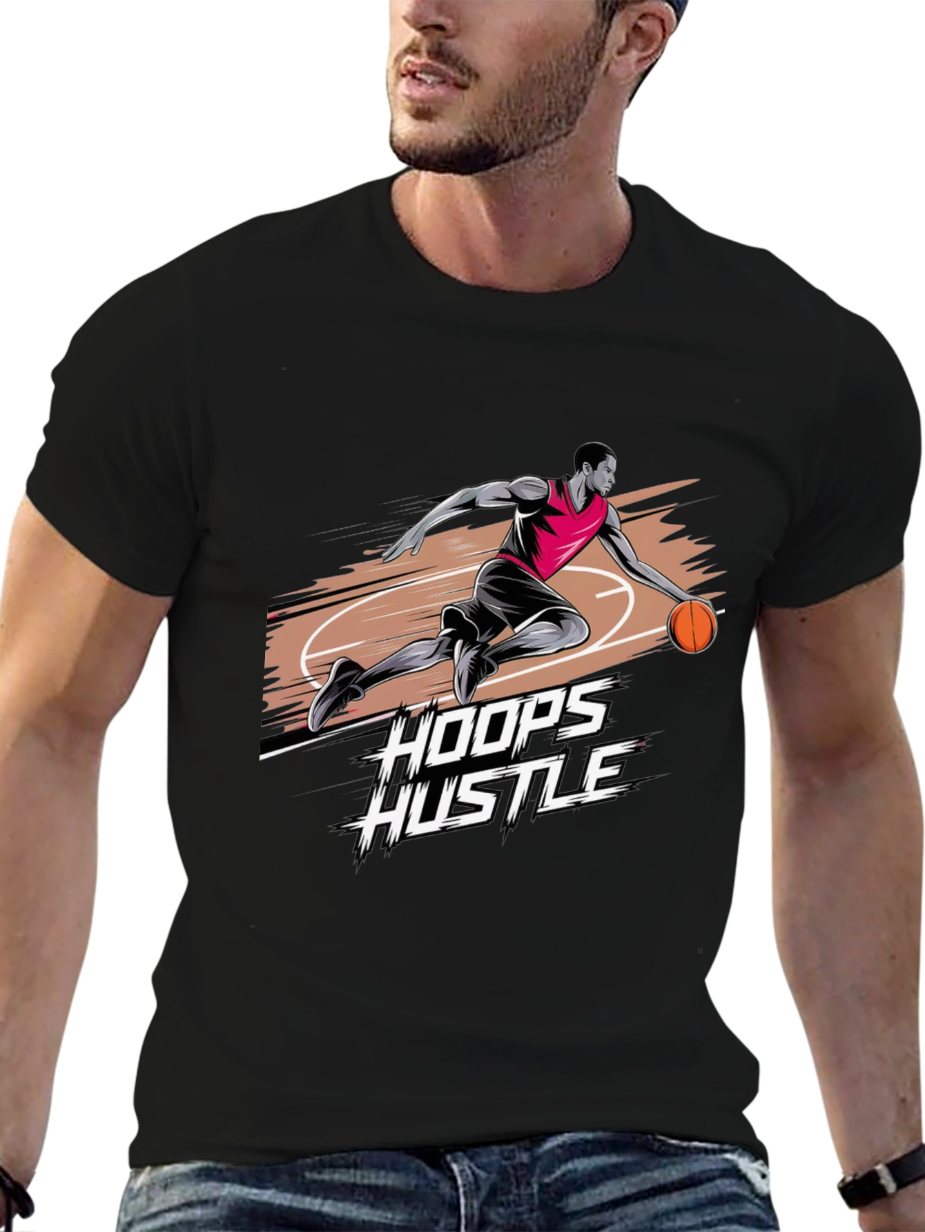 Hoops Hustle Graphic T-Shirt - Stylish Basketball Tee