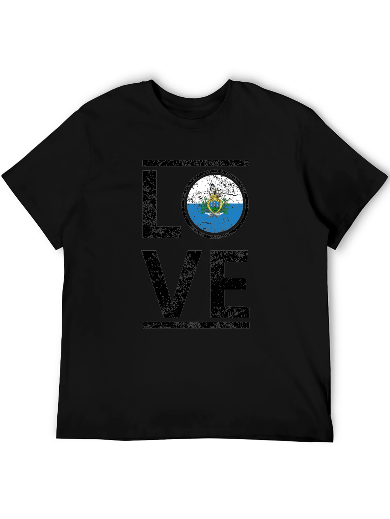 San Marino Flag Love T-Shirt - Black