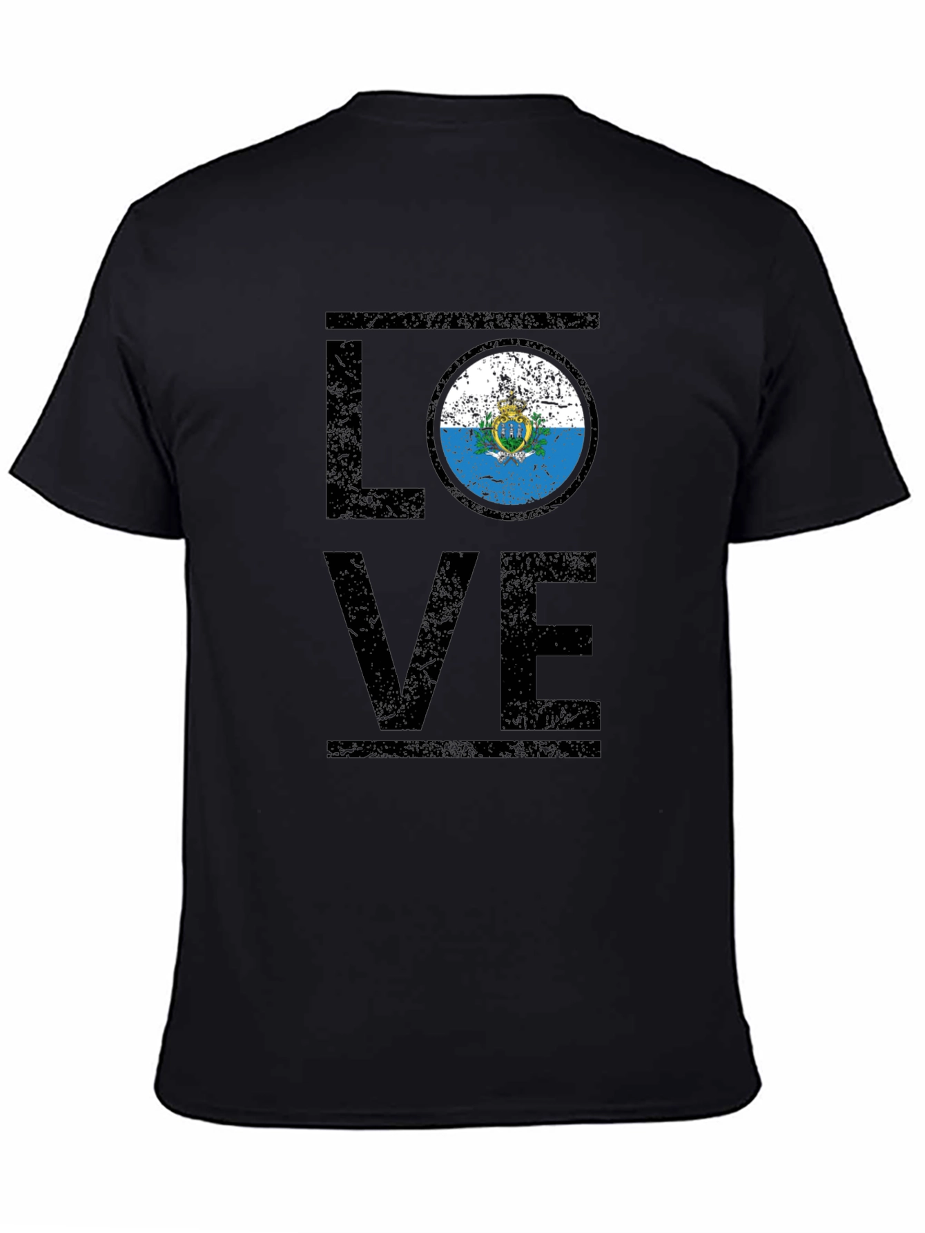 San Marino Flag Love T-Shirt - Black