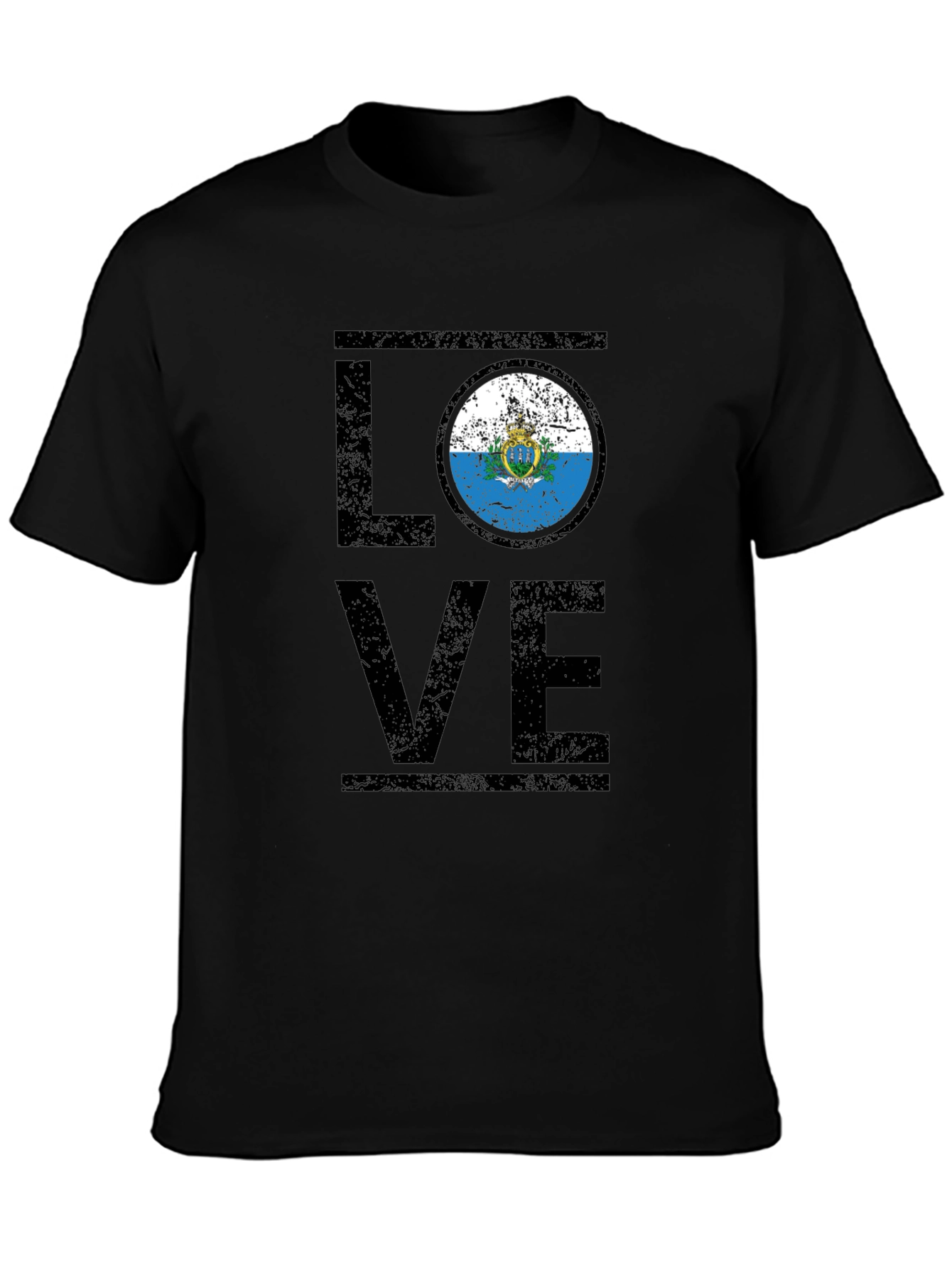 San Marino Flag Love T-Shirt - Black