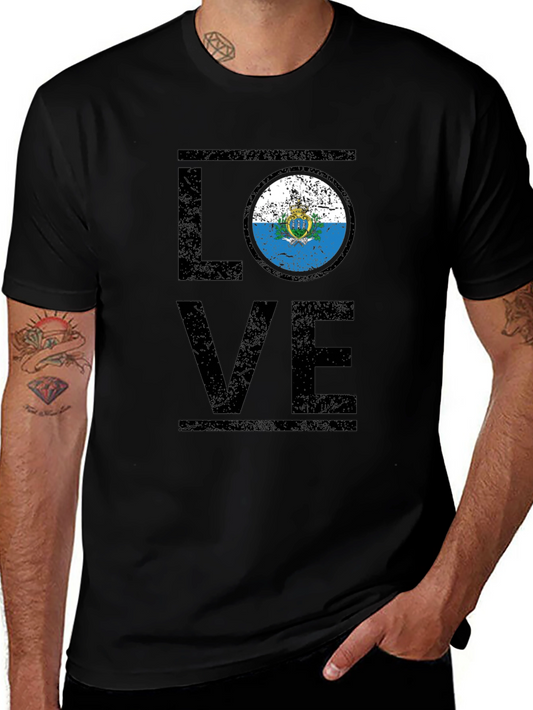 San Marino Flag Love T-Shirt - Black