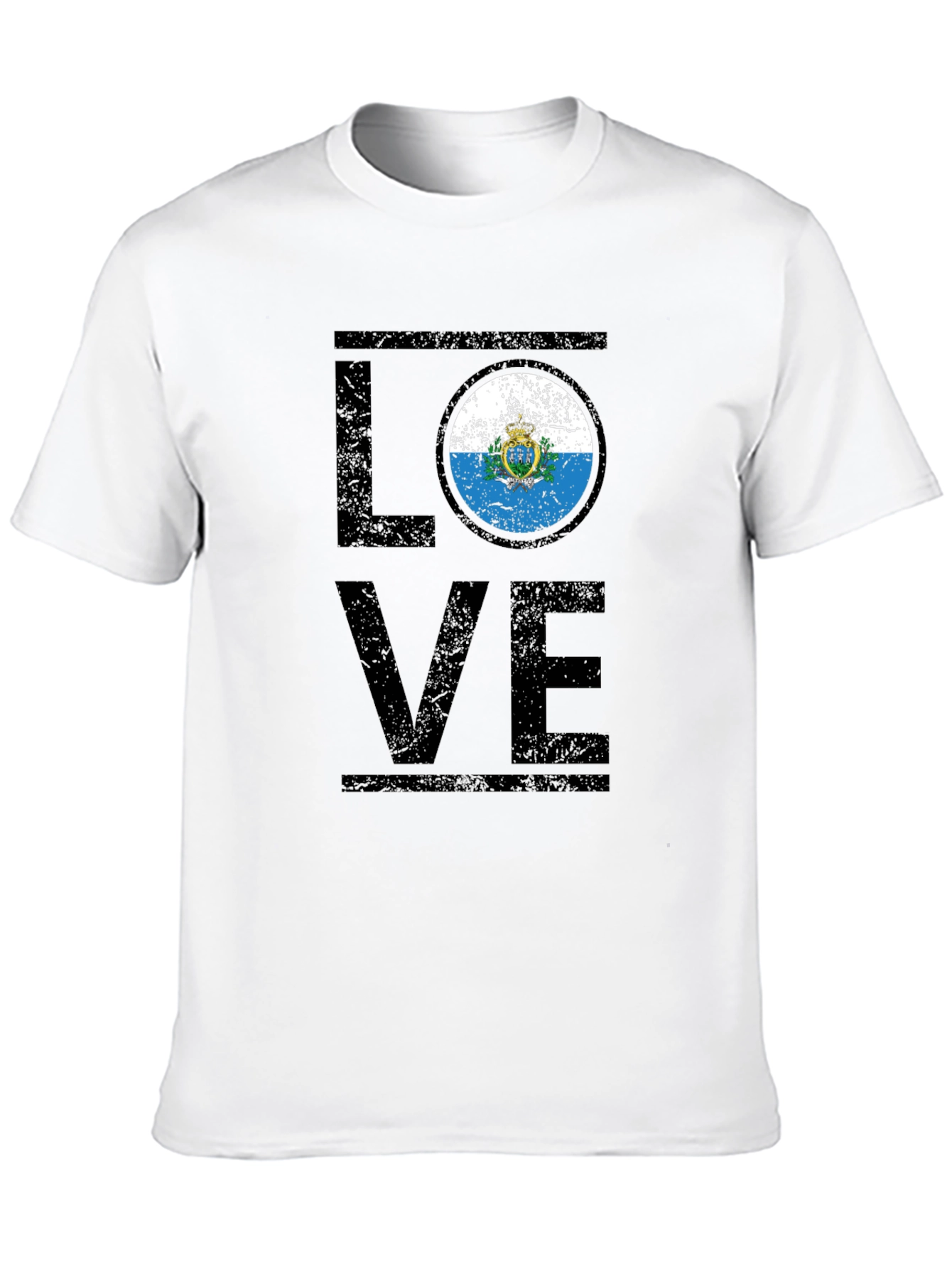 San Marino Flag Love T-Shirt - Black