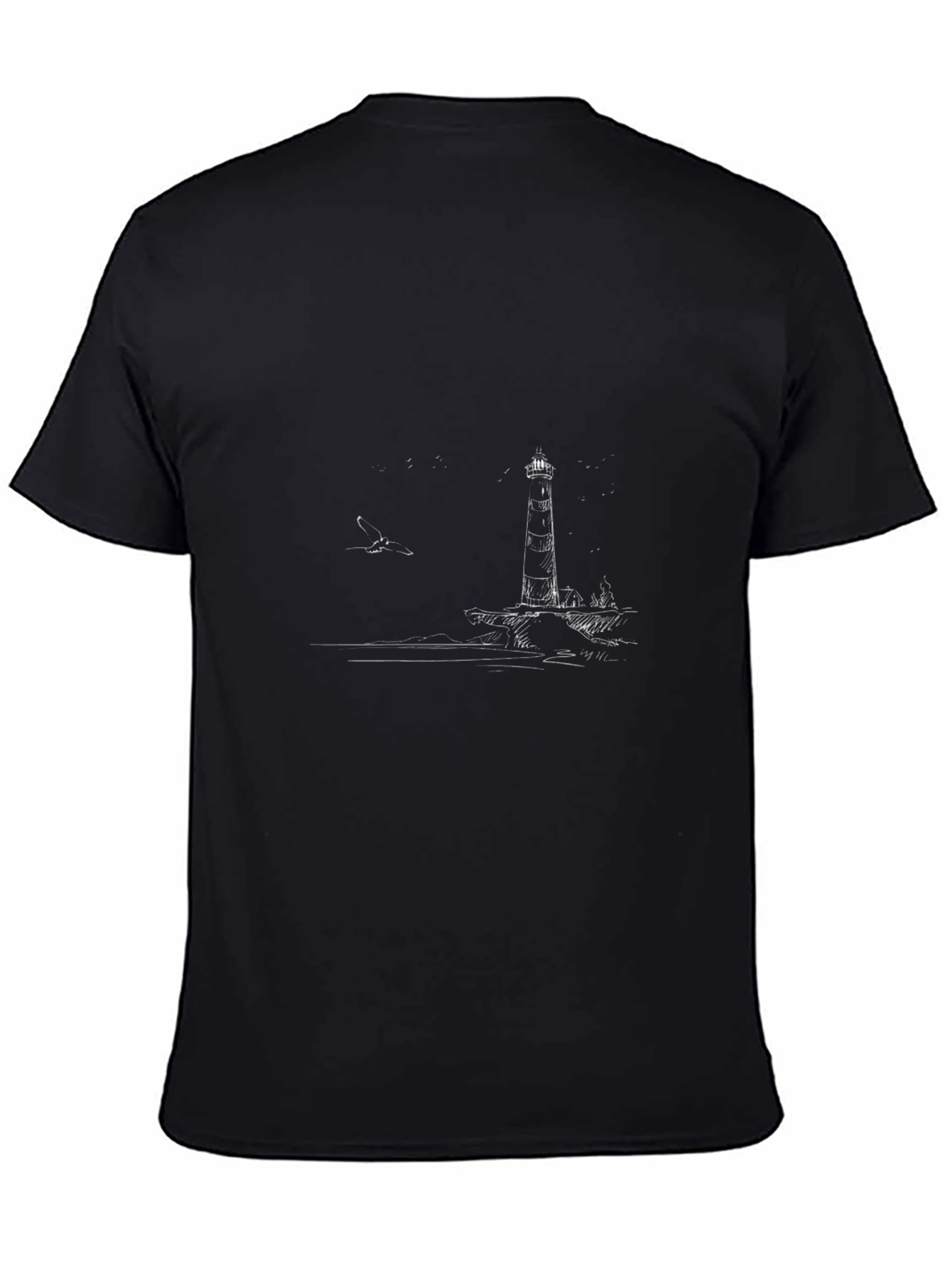 Lighthouse Graphic Tee - Classic Black Cotton Shirt