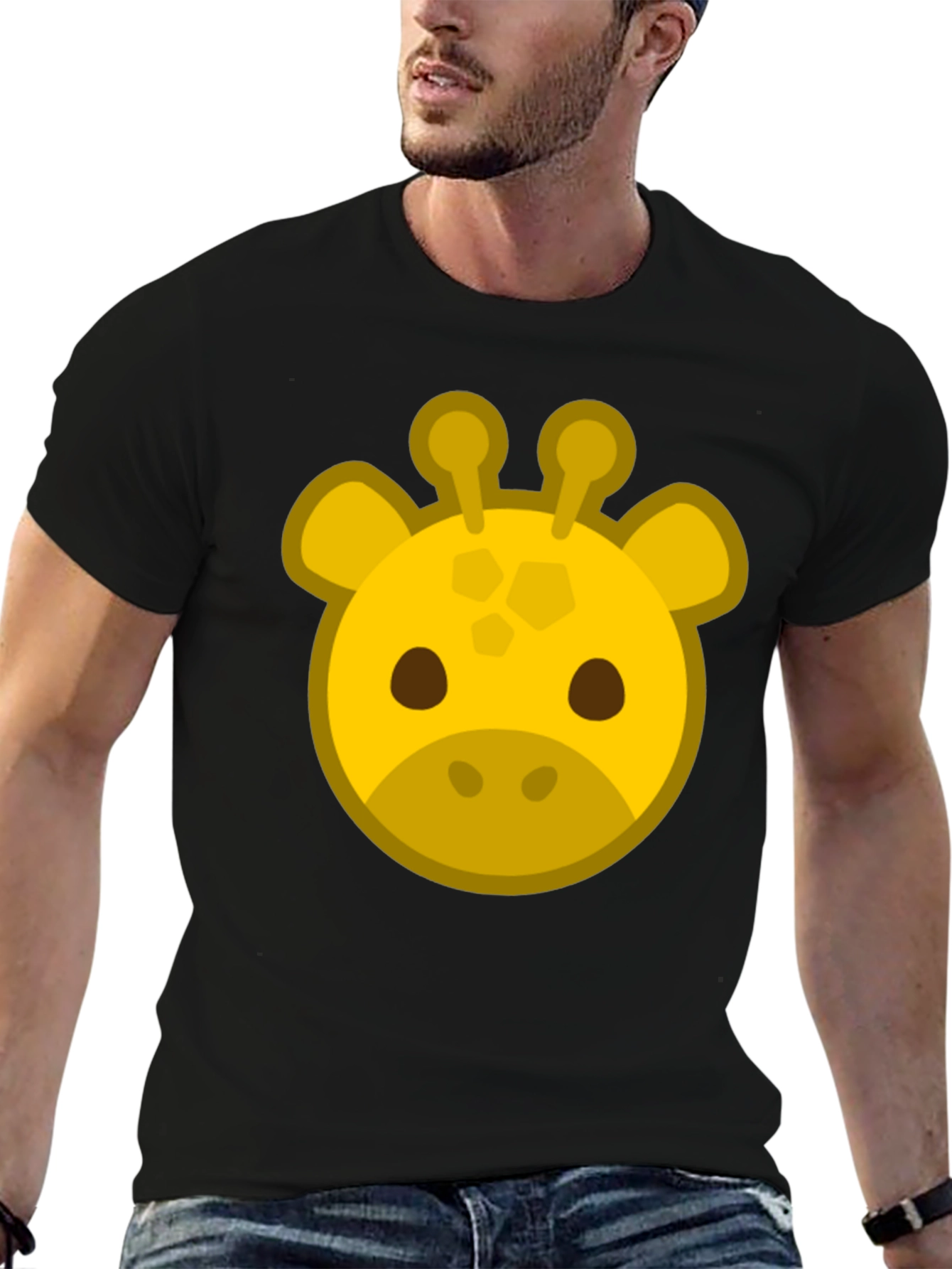 Giraffe Face Black T-Shirt