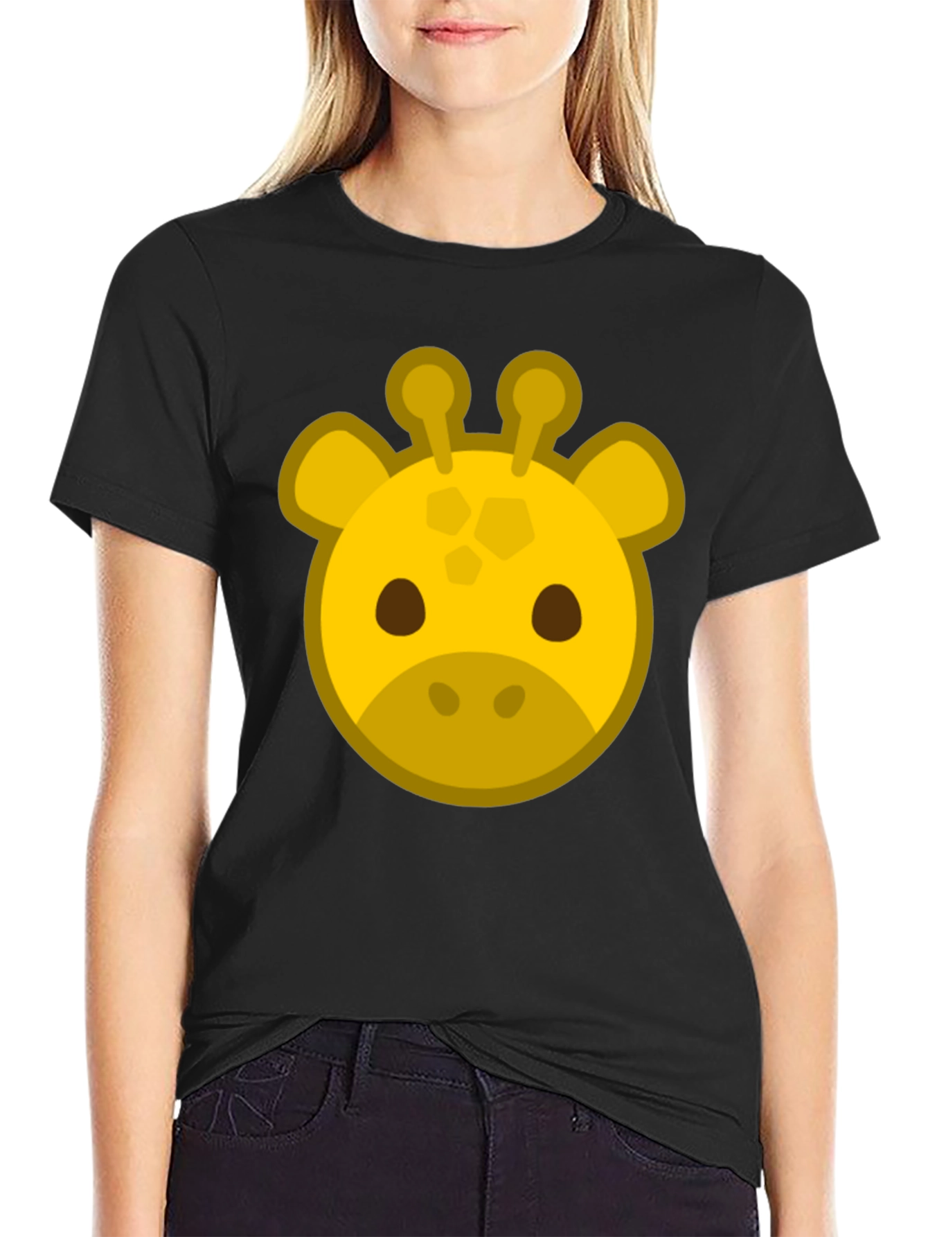 Giraffe Face Black T-Shirt