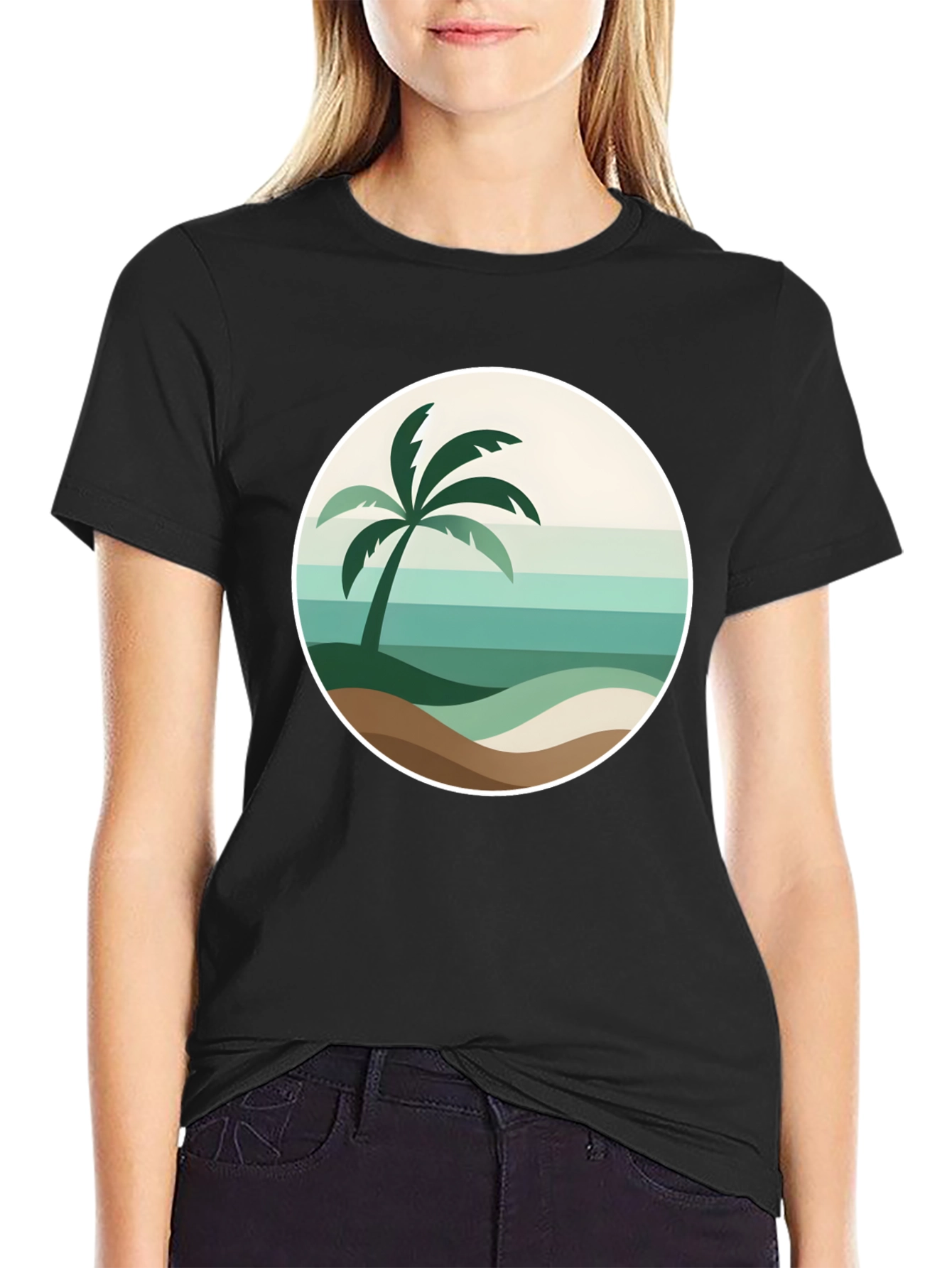 Tropical Palm Tee - Beach Scene Graphic T-Shirt
