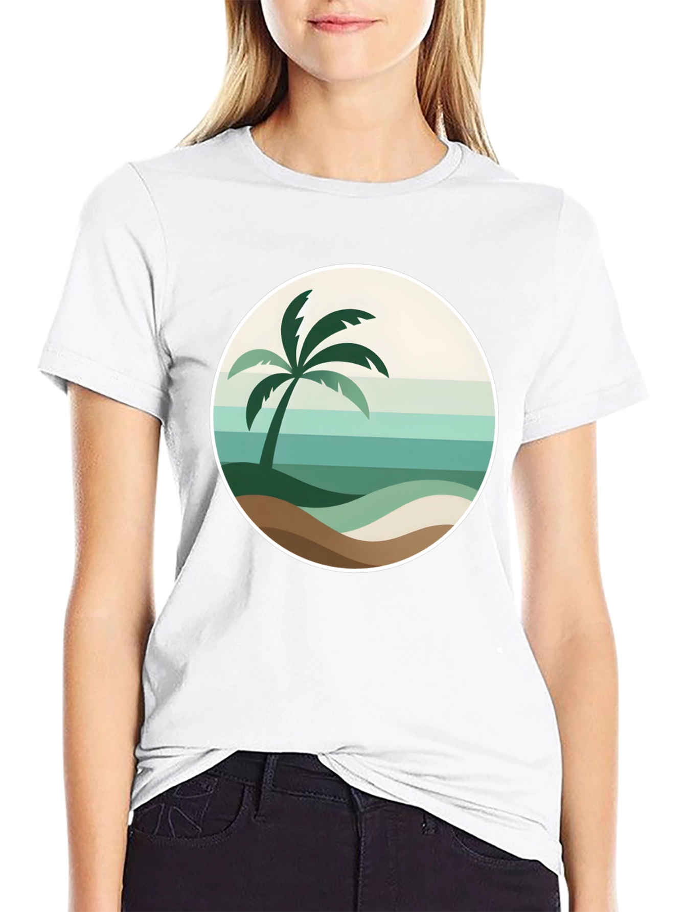 Tropical Palm Tee - Beach Scene Graphic T-Shirt