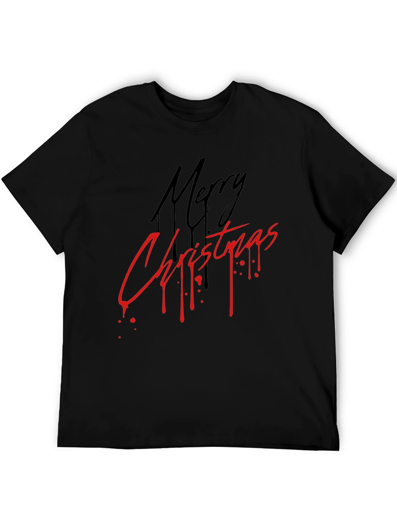 Merry Christmas Graphic Tee - Black Holiday T-Shirt