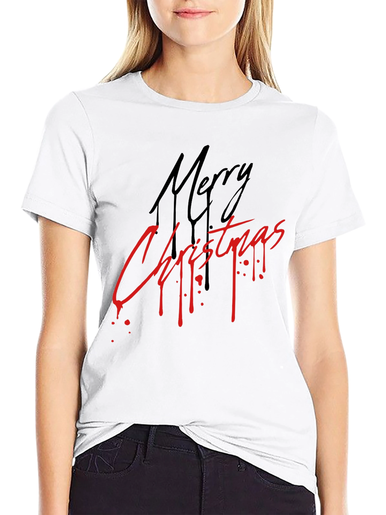 Merry Christmas Graphic Tee - Black Holiday T-Shirt