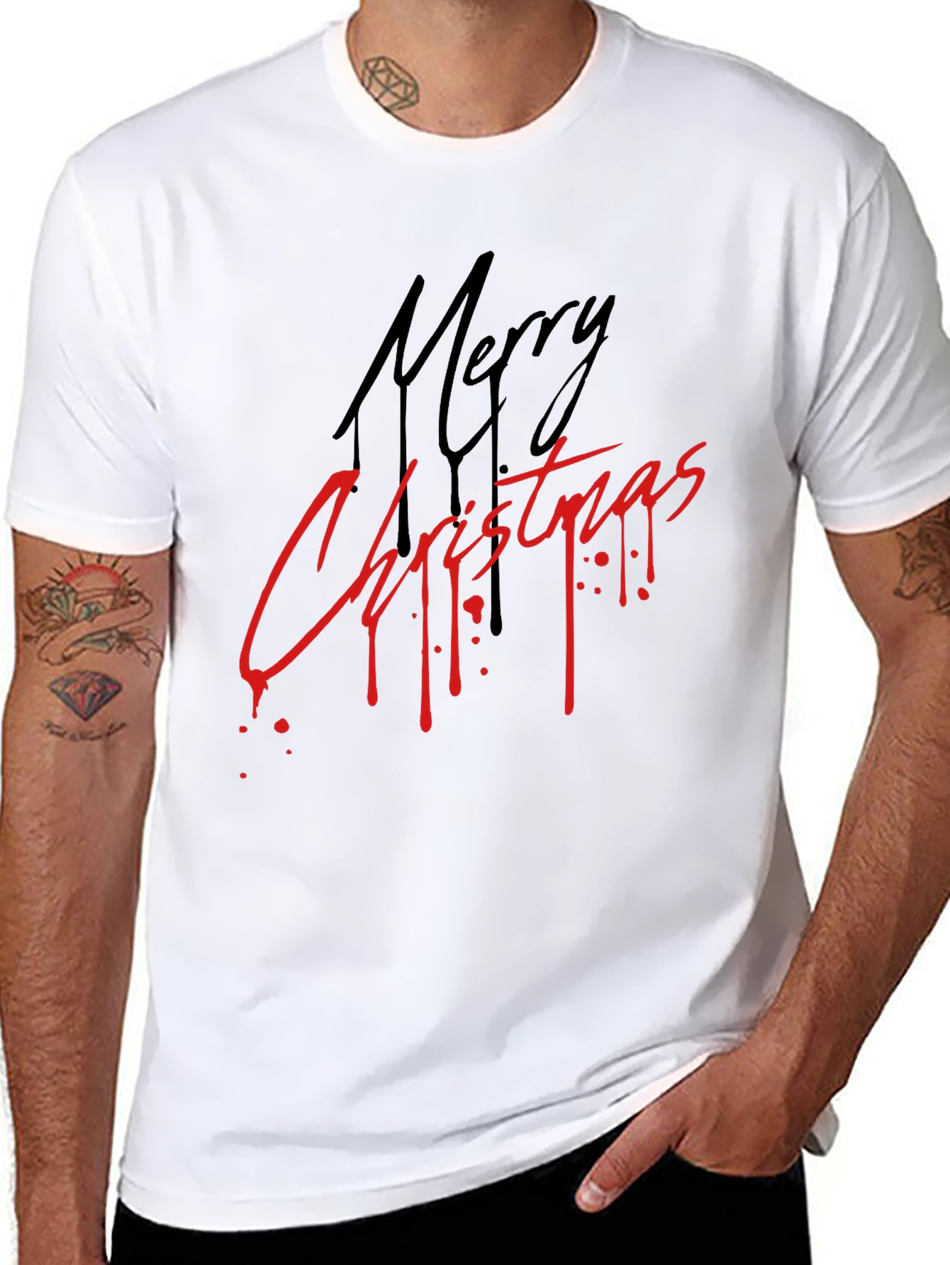 Merry Christmas Graphic Tee - Black Holiday T-Shirt