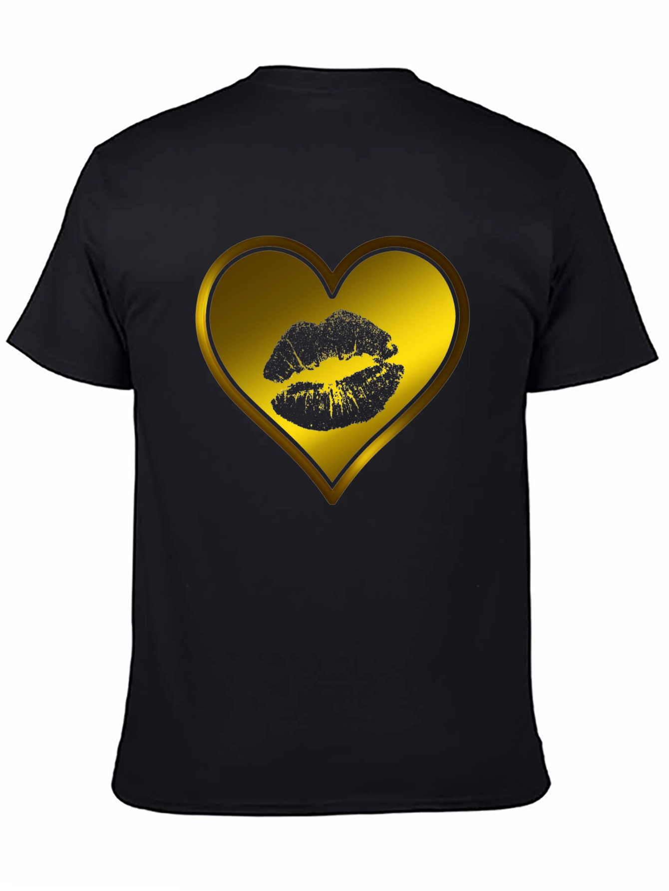 Heart Kiss Graphic Tee - Black Casual T-Shirt