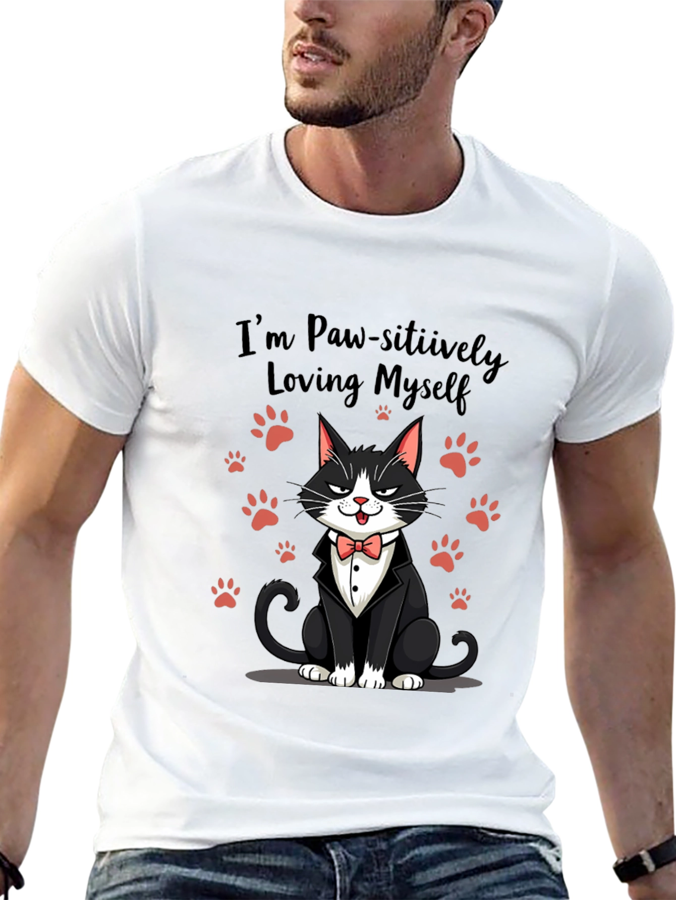 Paw-sitively Loving Myself Cat T-Shirt