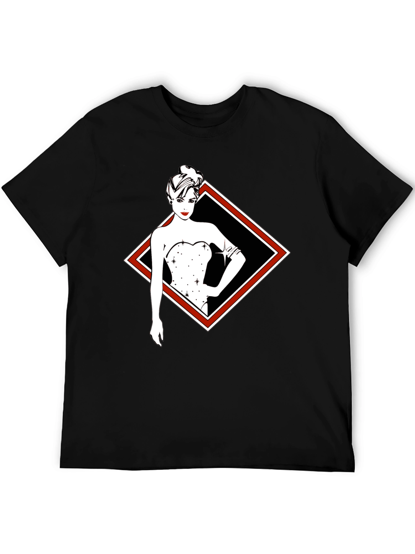 Stylish Woman Graphic Black Tee