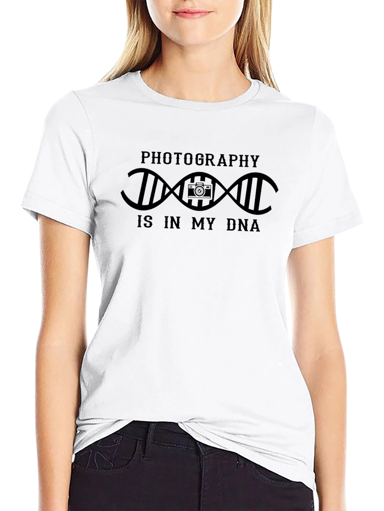 Photography DNA T-Shirt - Black Crew Neck Graphic Tee