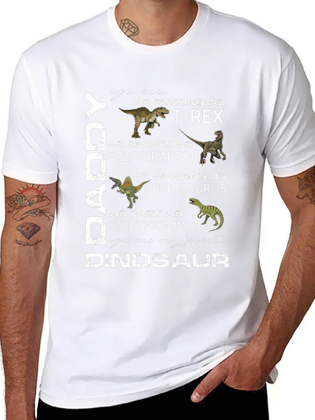 DADDY Dinosaur Graphic T-Shirt Fathers Day Gift