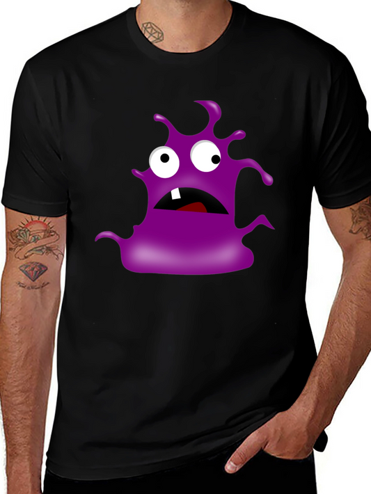 Monster Graphic Print Tee - Black Cotton T-Shirt