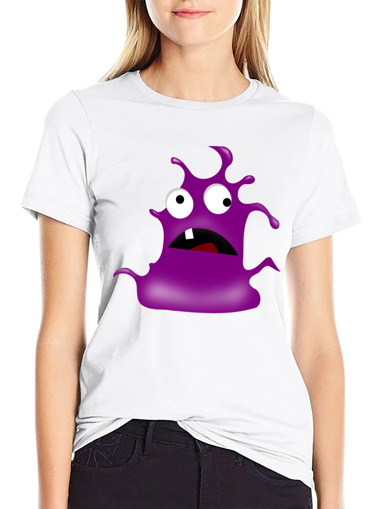 Monster Graphic Print Tee - Black Cotton T-Shirt