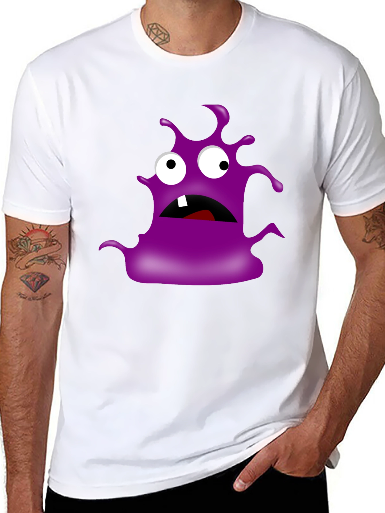 Monster Graphic Print Tee - Black Cotton T-Shirt