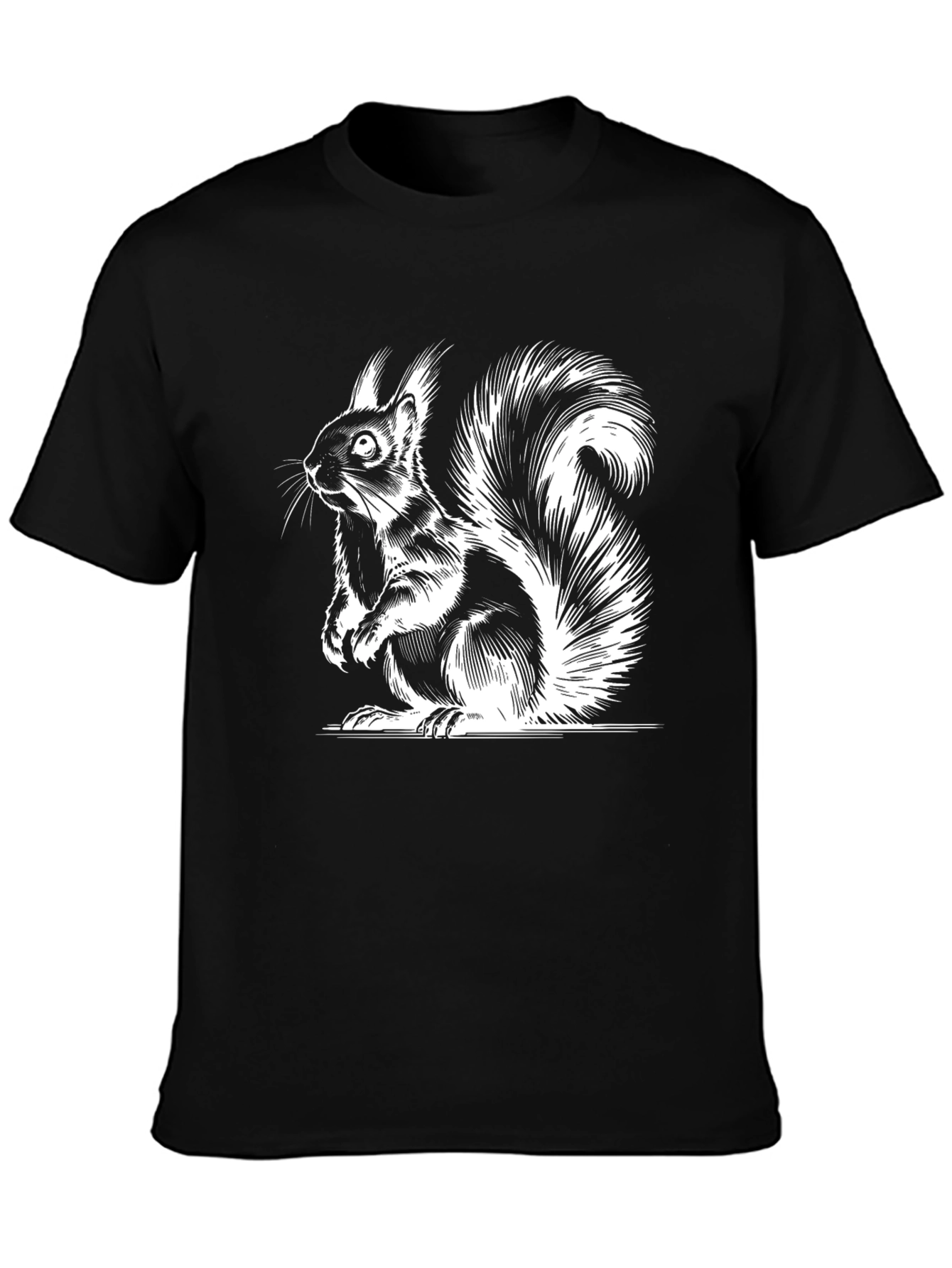 Squirrel Graphic Tee - Classic Black Cotton T-Shirt