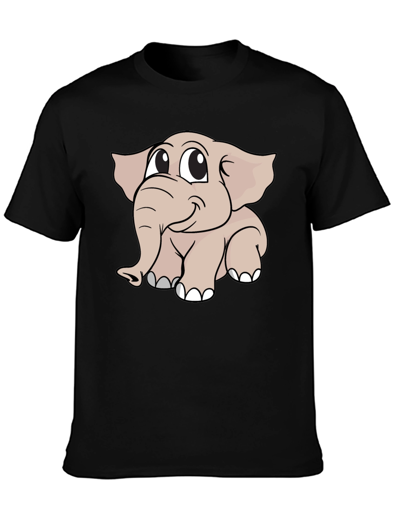 Cute Elephant Graphic T-Shirt - Black