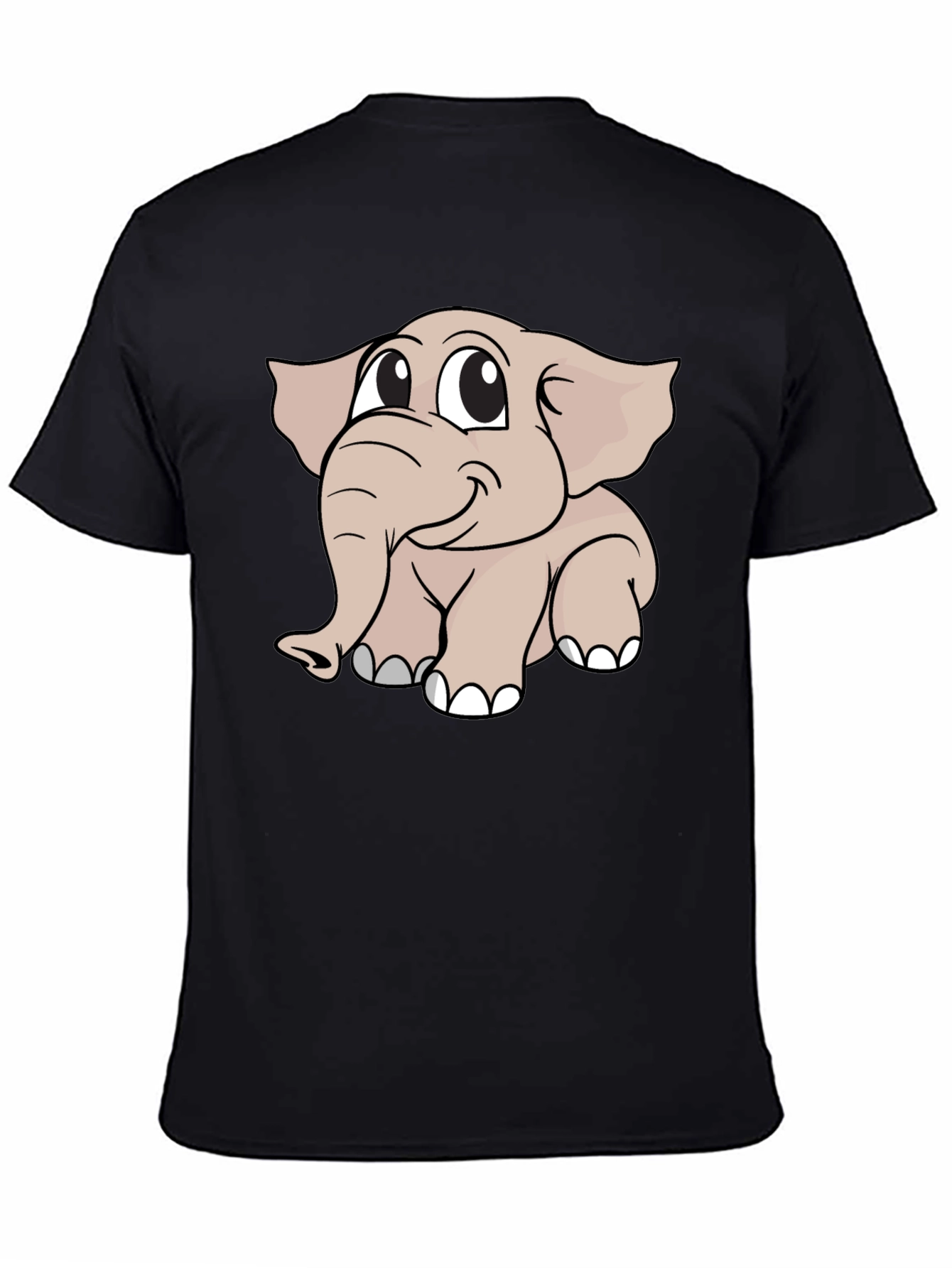 Cute Elephant Graphic T-Shirt - Black