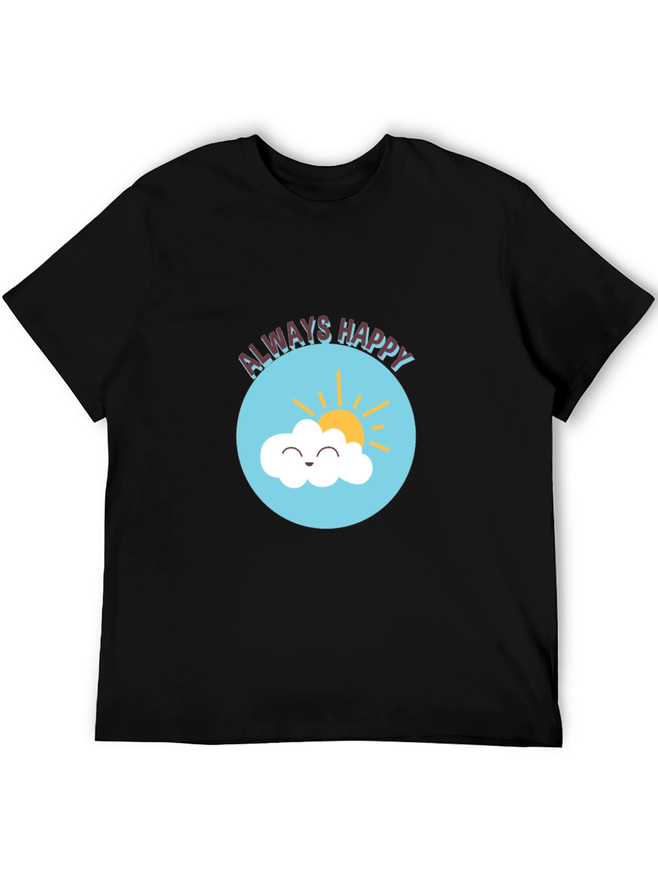 Always Happy Graphic Print Black T-Shirt