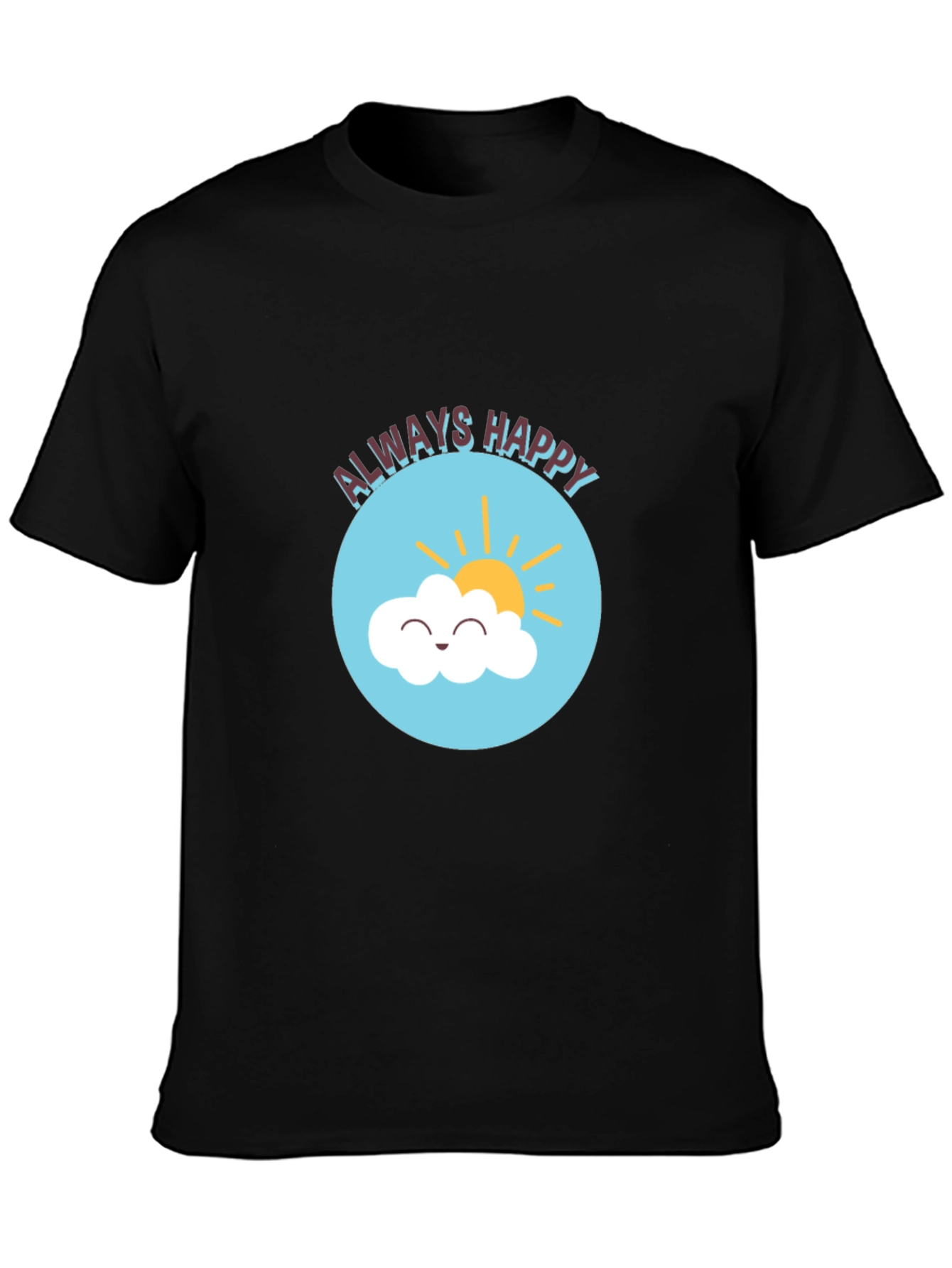 Always Happy Graphic Print Black T-Shirt