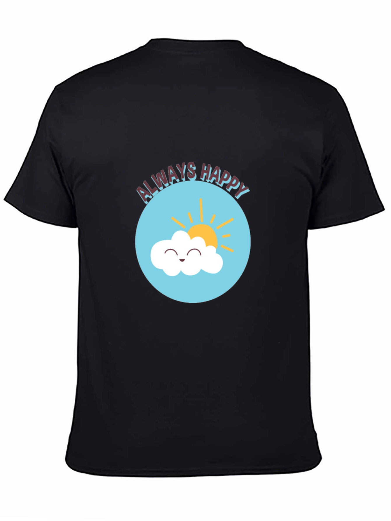 Always Happy Graphic Print Black T-Shirt
