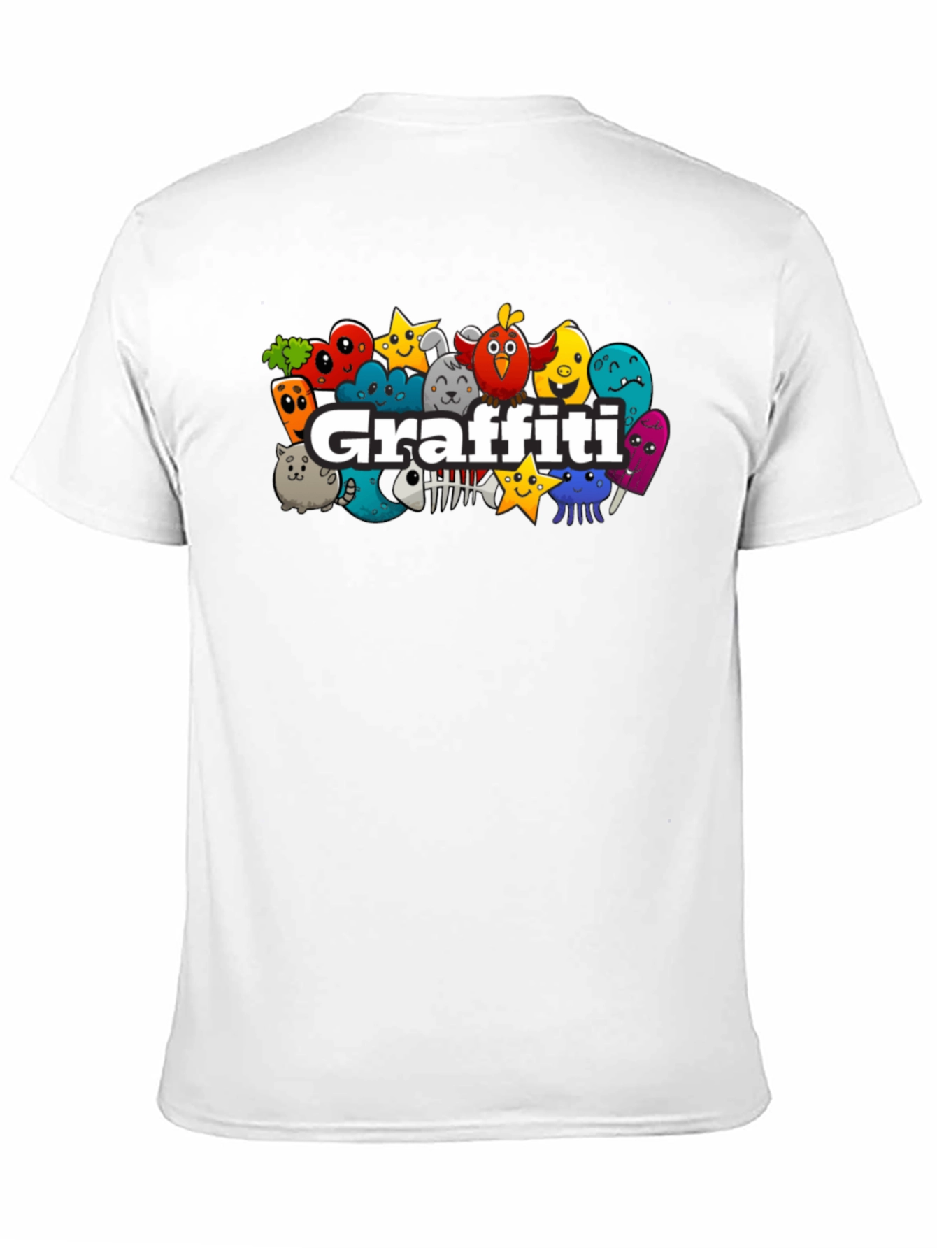 Graffiti Cartoon Graphic Black T-Shirt
