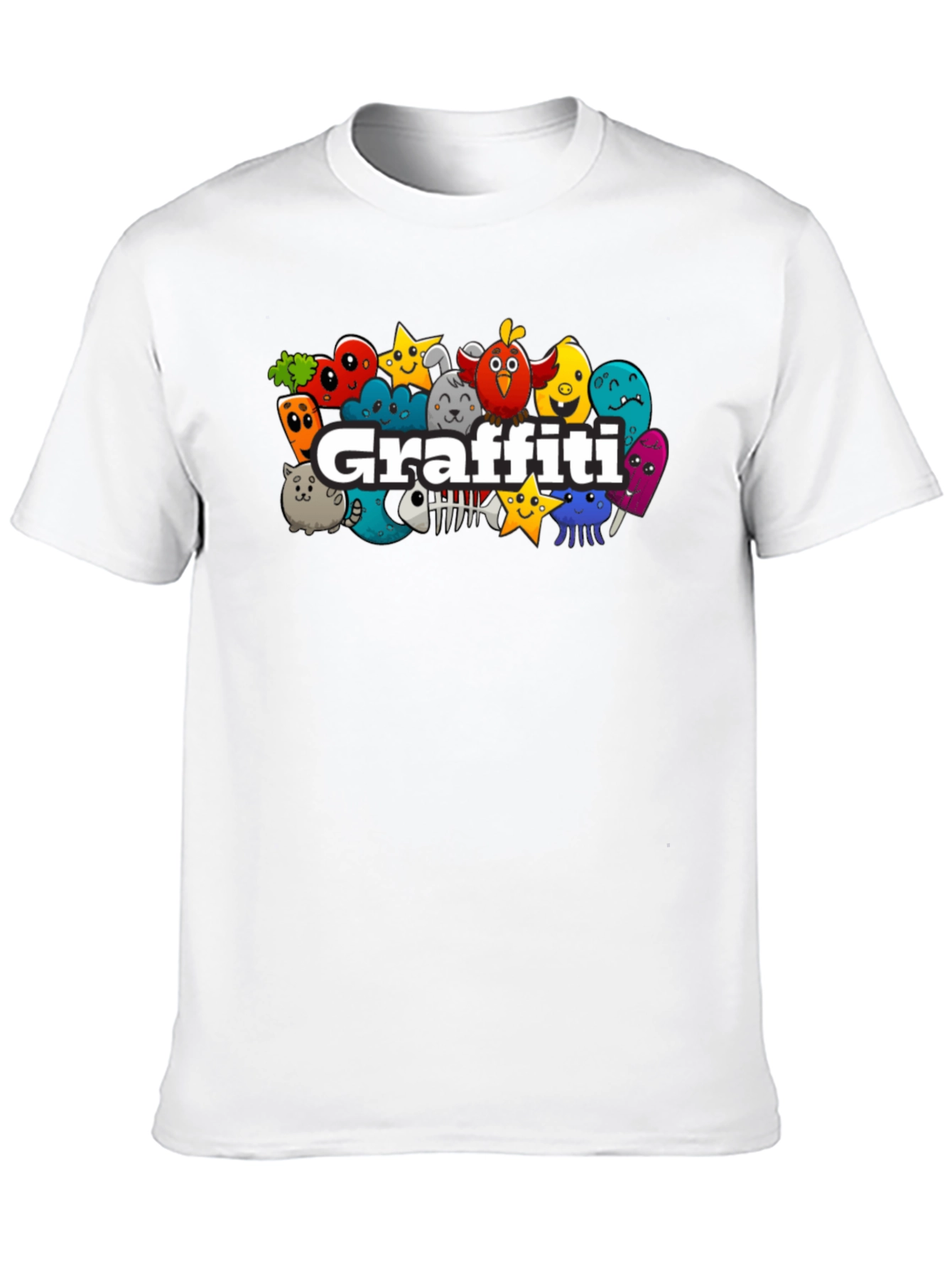 Graffiti Cartoon Graphic Black T-Shirt