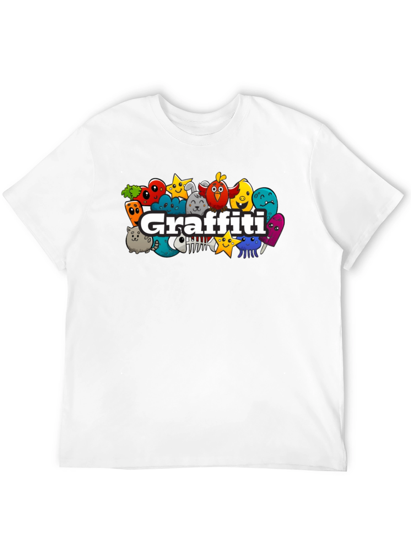 Graffiti Cartoon Graphic Black T-Shirt