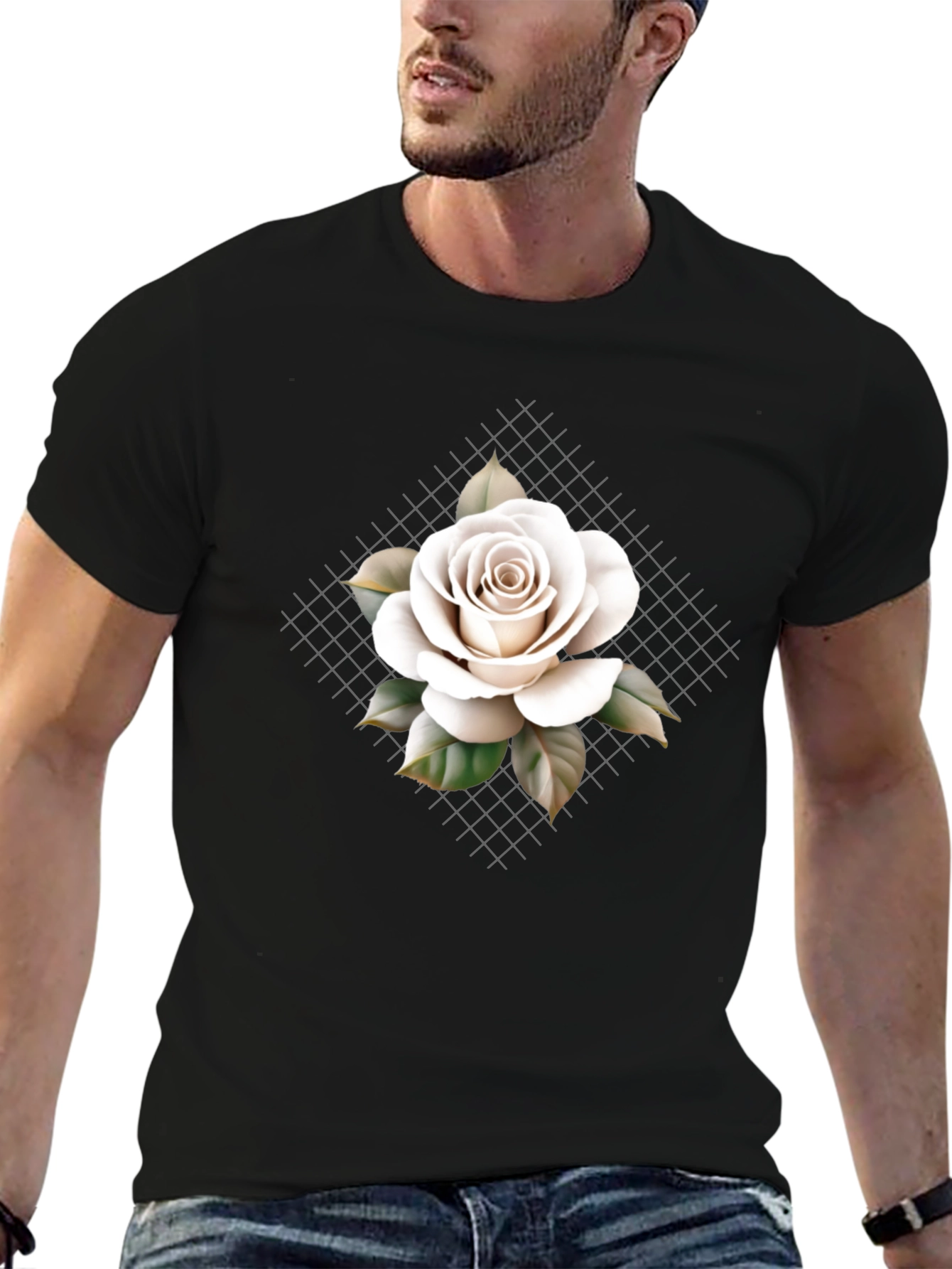 Rose Graphic Tee - Elegant Floral Design
