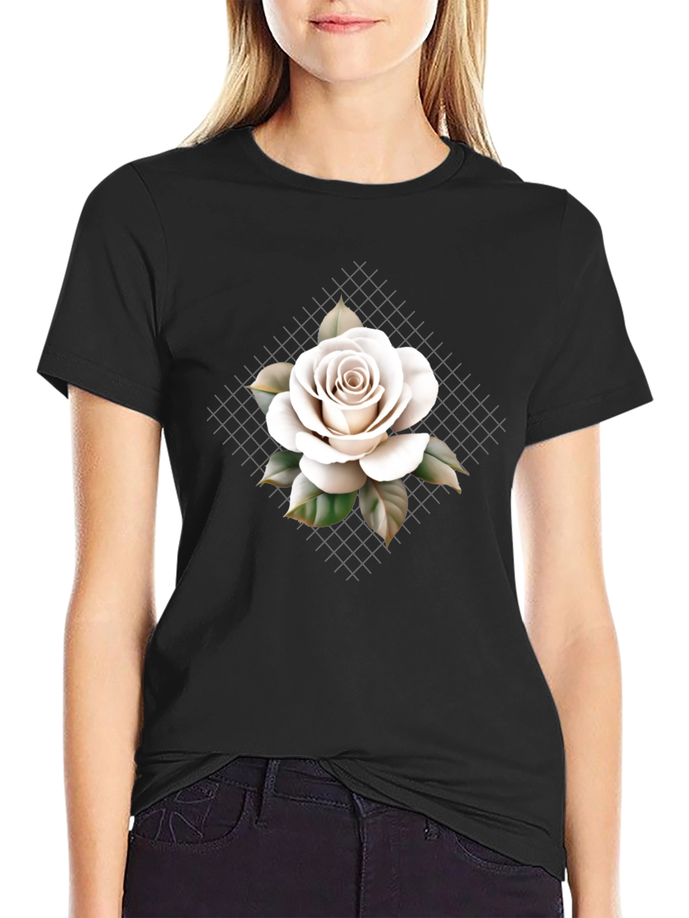 Rose Graphic Tee - Elegant Floral Design