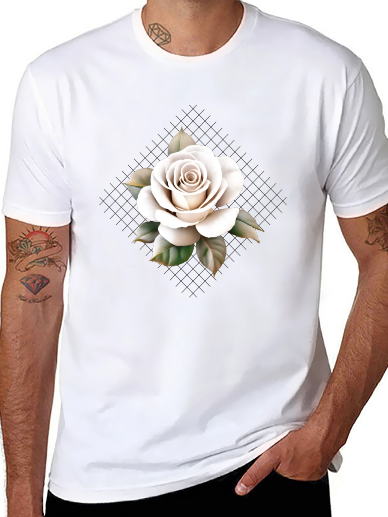 Rose Graphic Tee - Elegant Floral Design