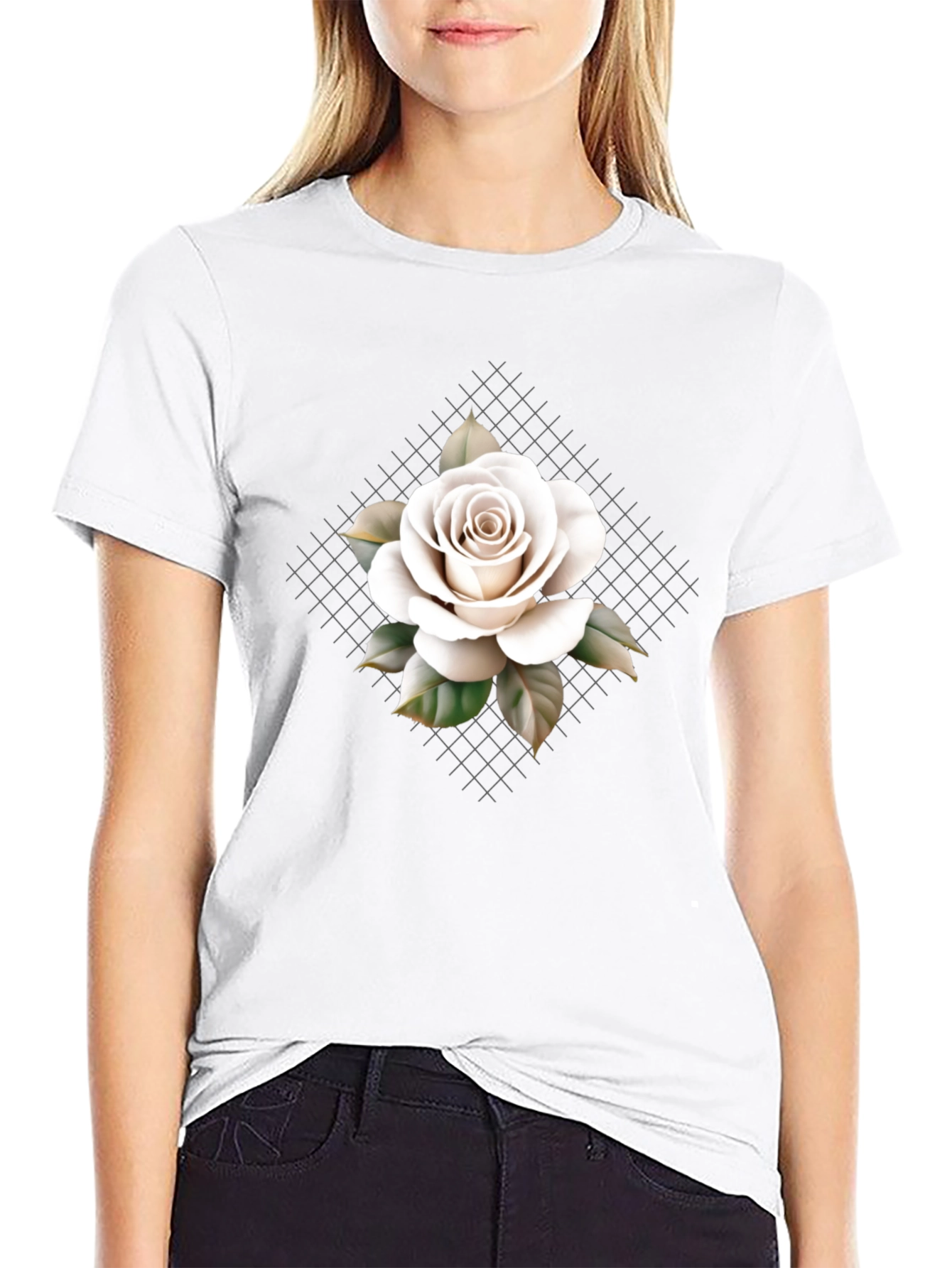 Rose Graphic Tee - Elegant Floral Design
