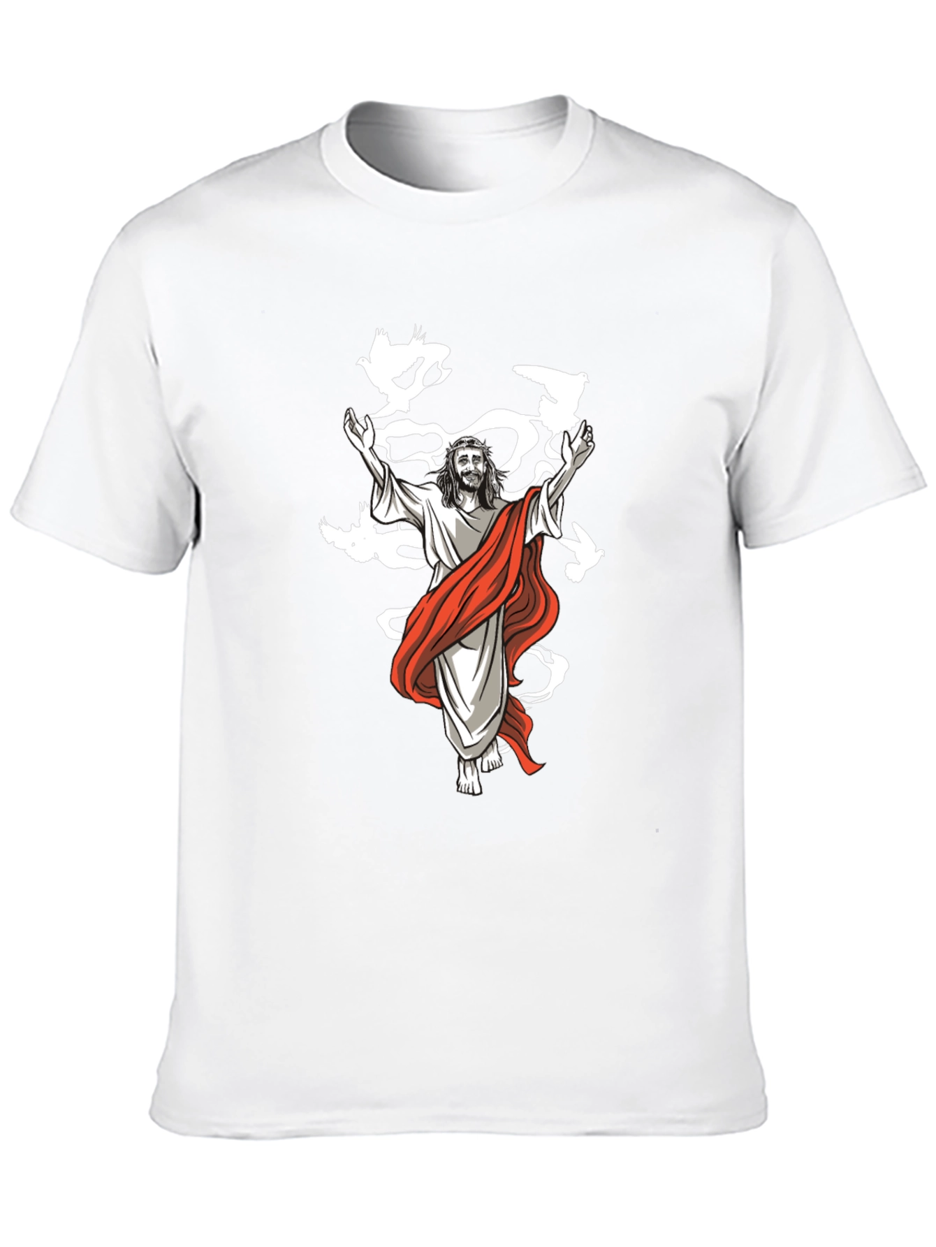 Jesus & Doves Graphic T-Shirt - Black