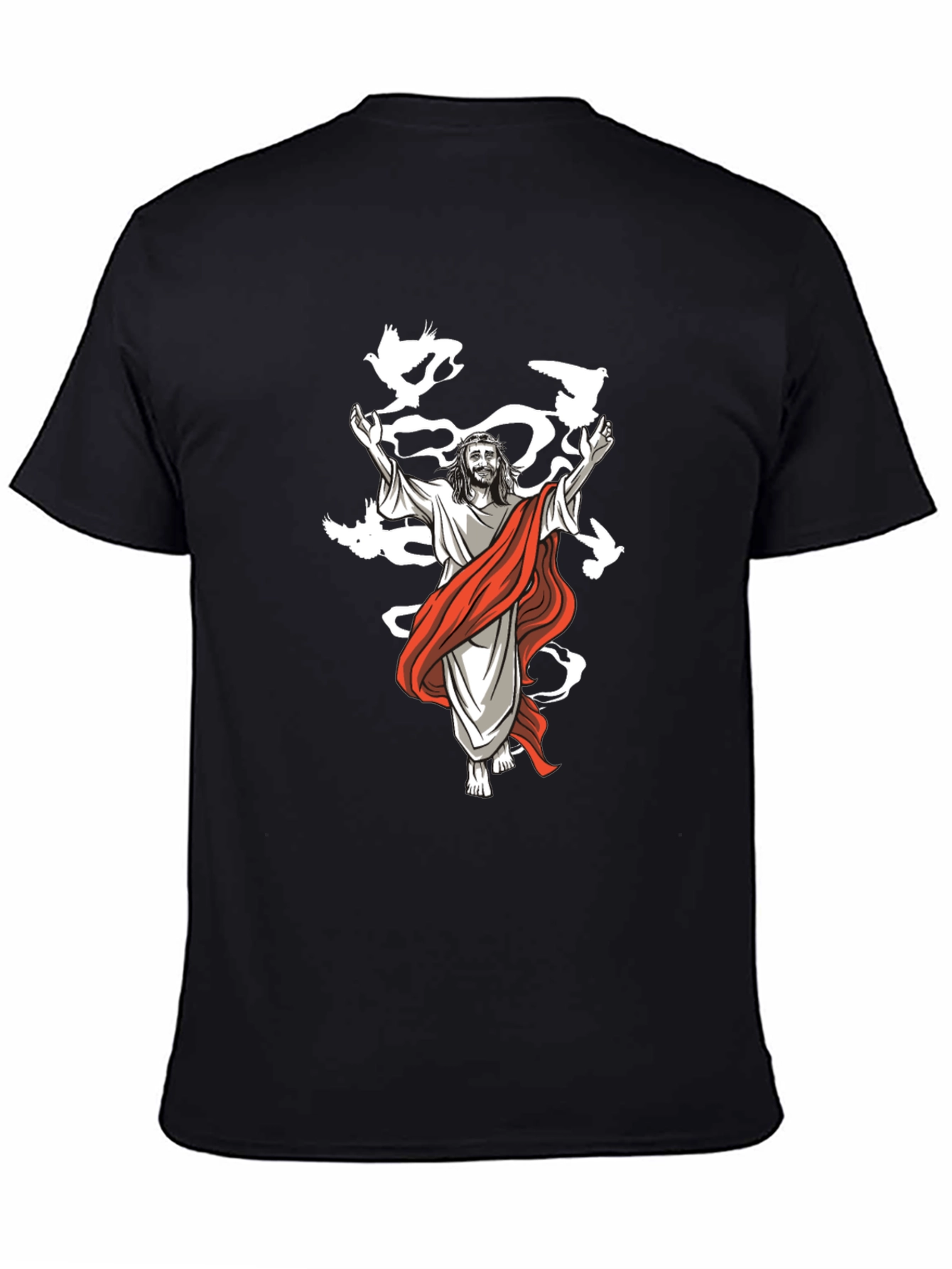 Jesus & Doves Graphic T-Shirt - Black