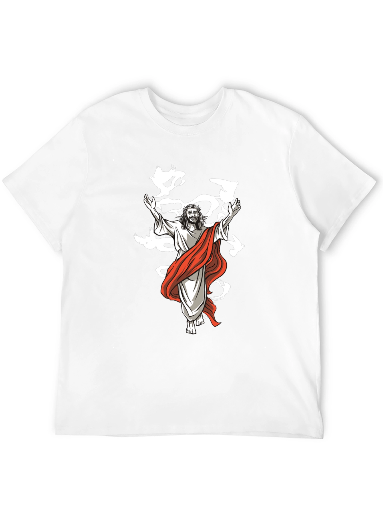 Jesus & Doves Graphic T-Shirt - Black