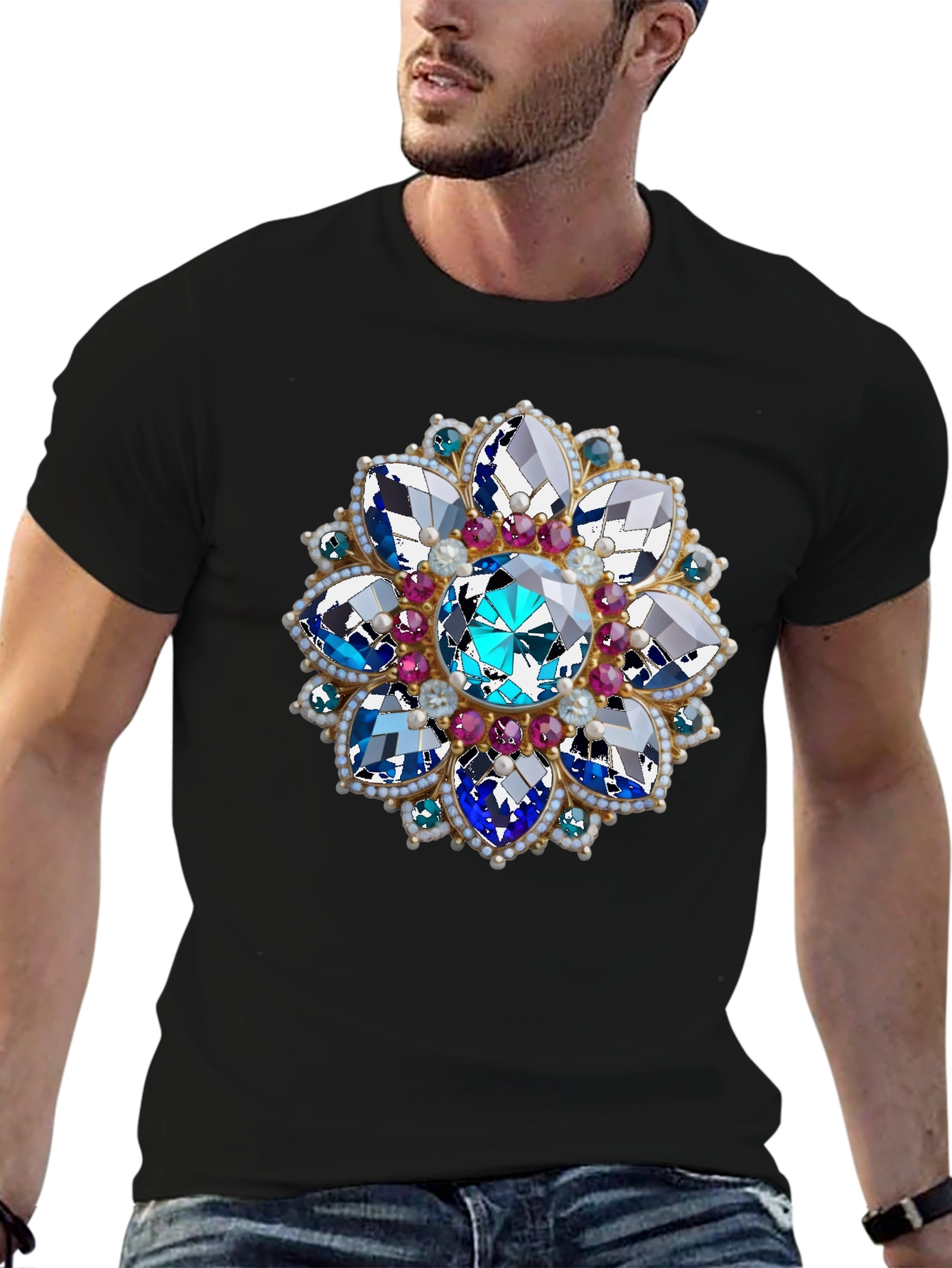 Jeweled Blossom Graphic Tee - Statement Style