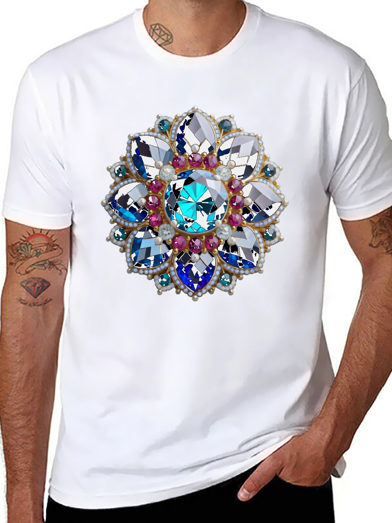 Jeweled Blossom Graphic Tee - Statement Style