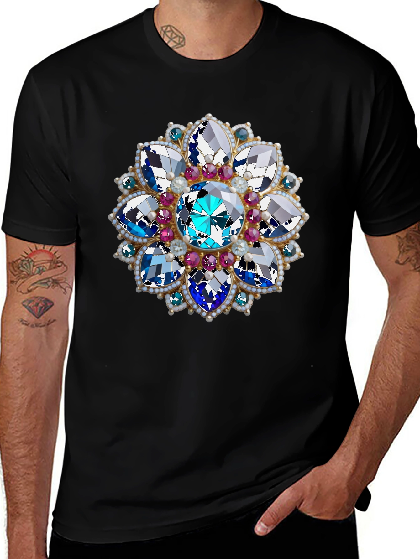 Jeweled Blossom Graphic Tee - Statement Style