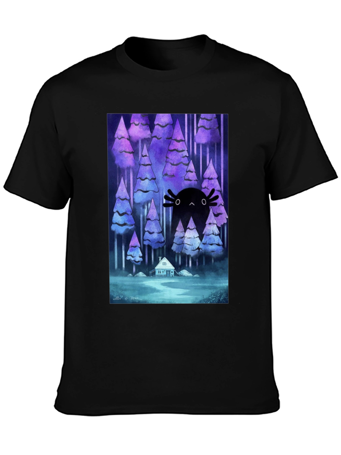 Axolotl Forest Black T-Shirt