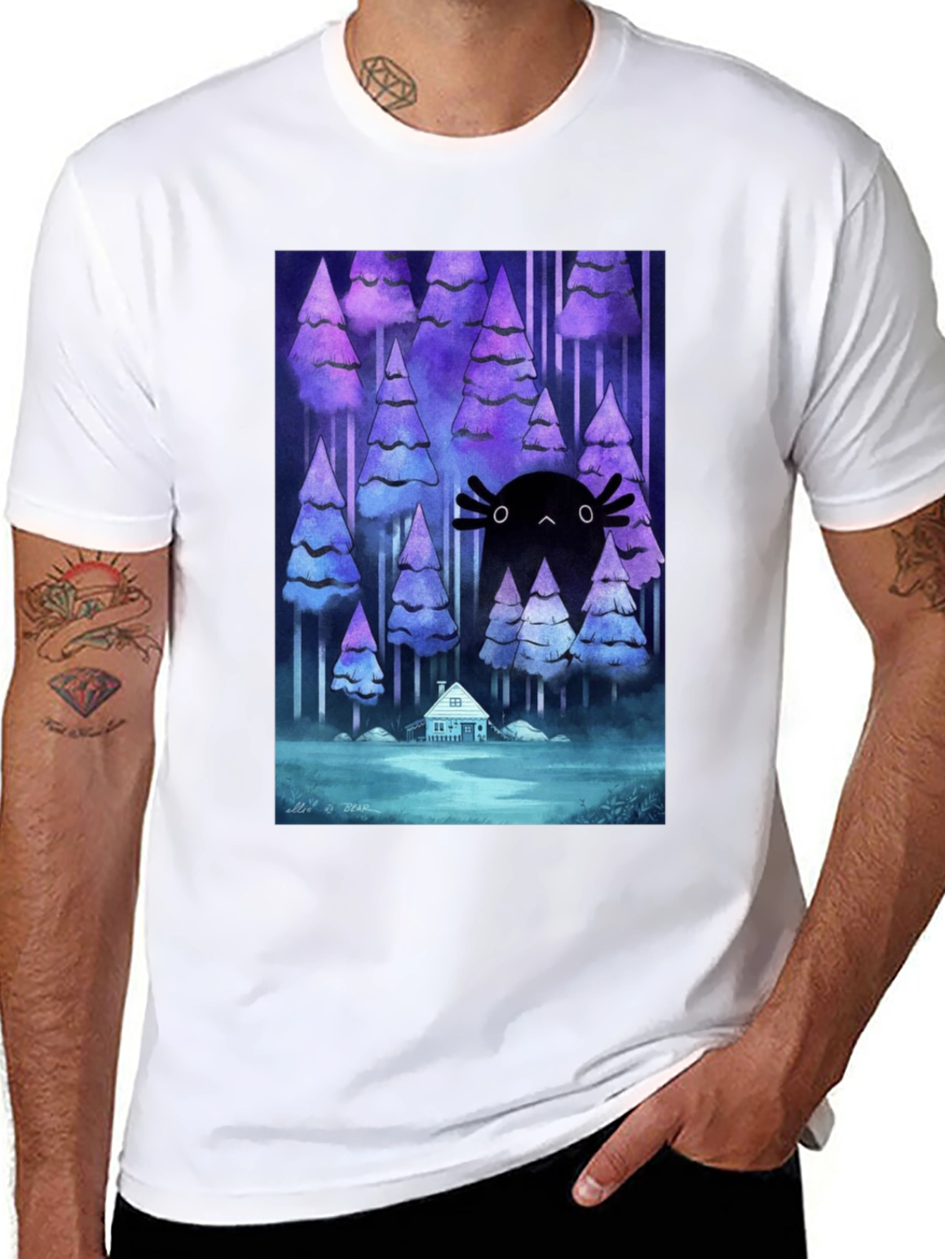 Axolotl Forest Black T-Shirt
