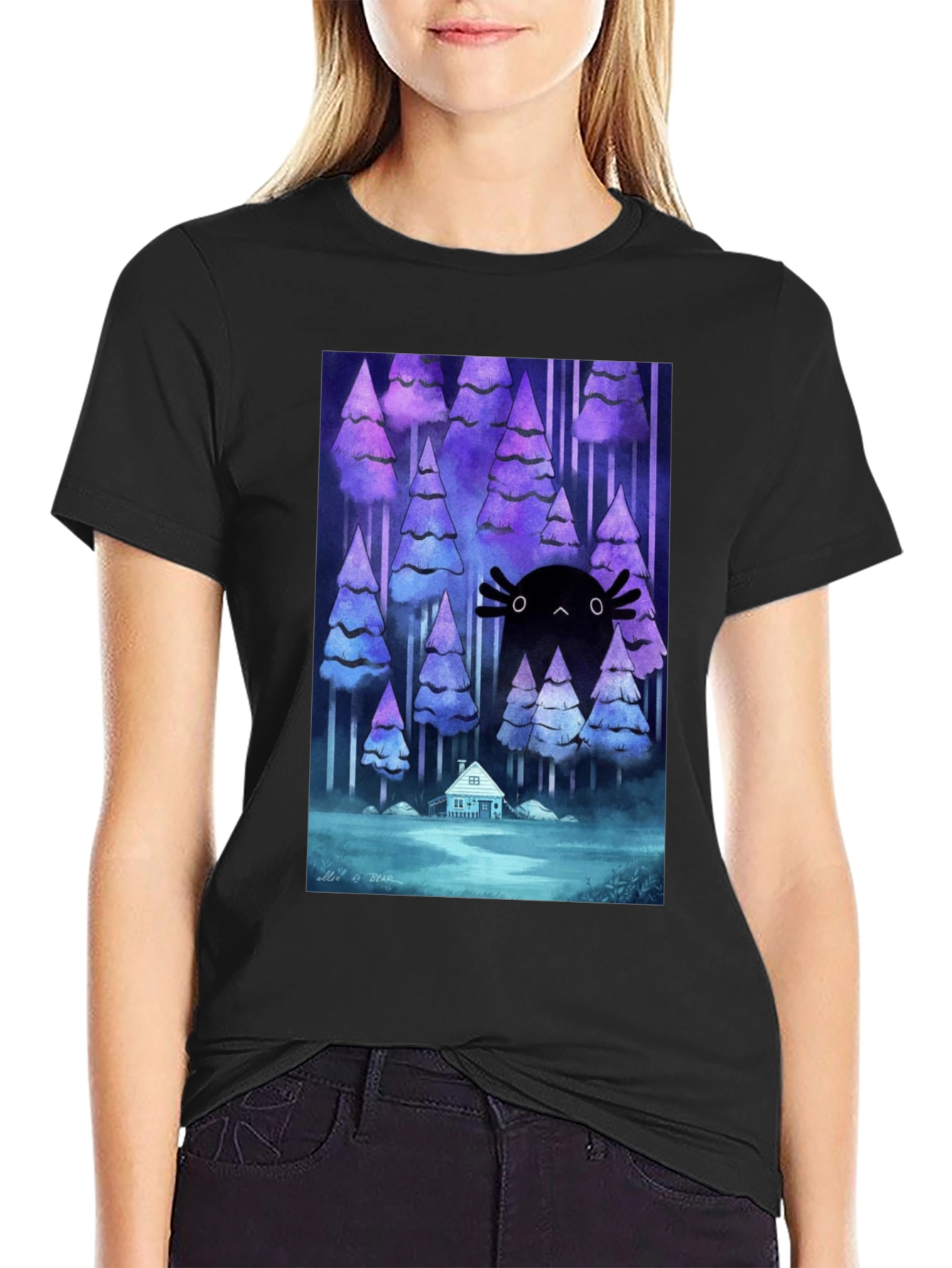 Axolotl Forest Black T-Shirt