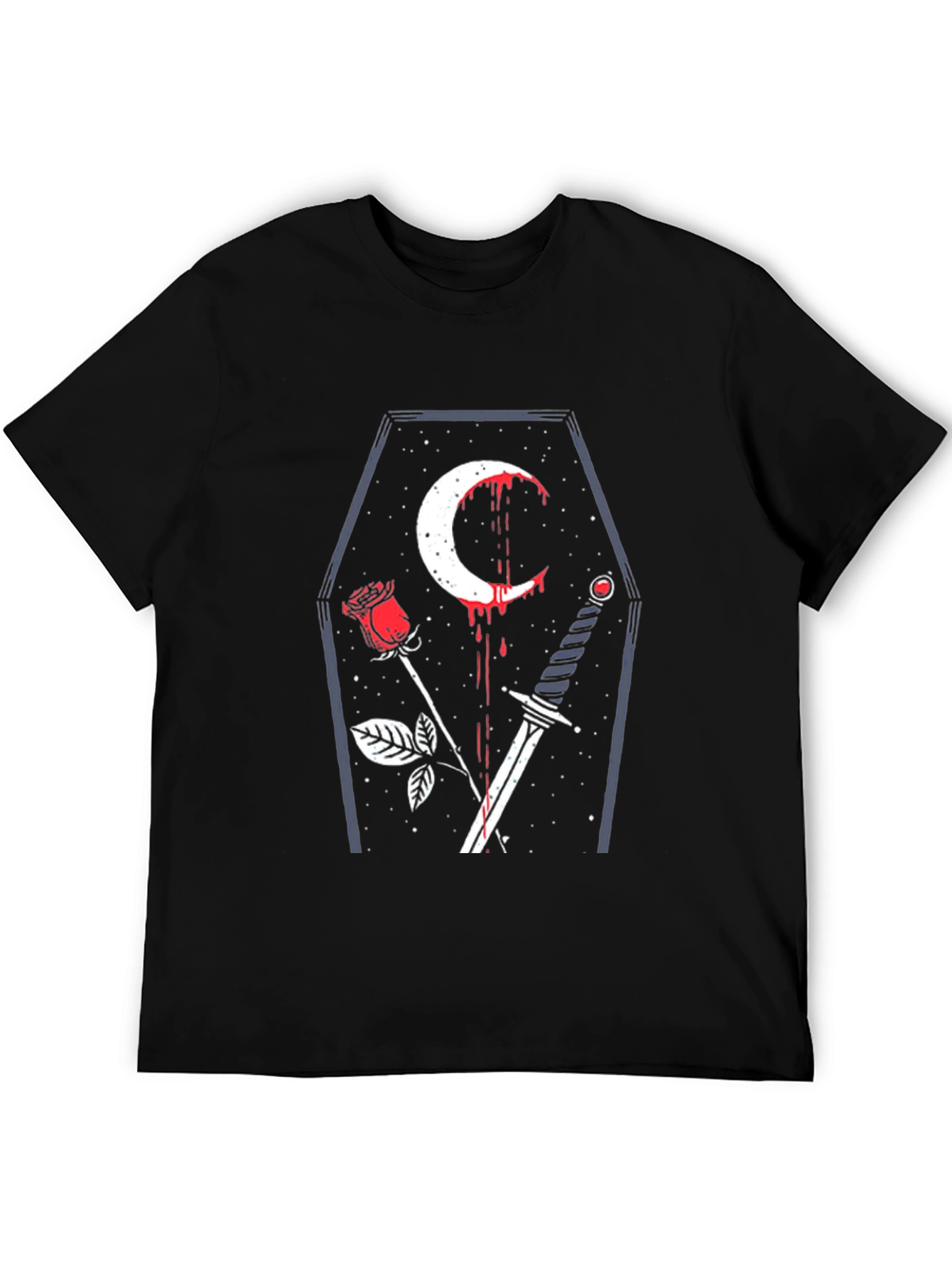 Gothic Coffin Rose & Sword Graphic Tee