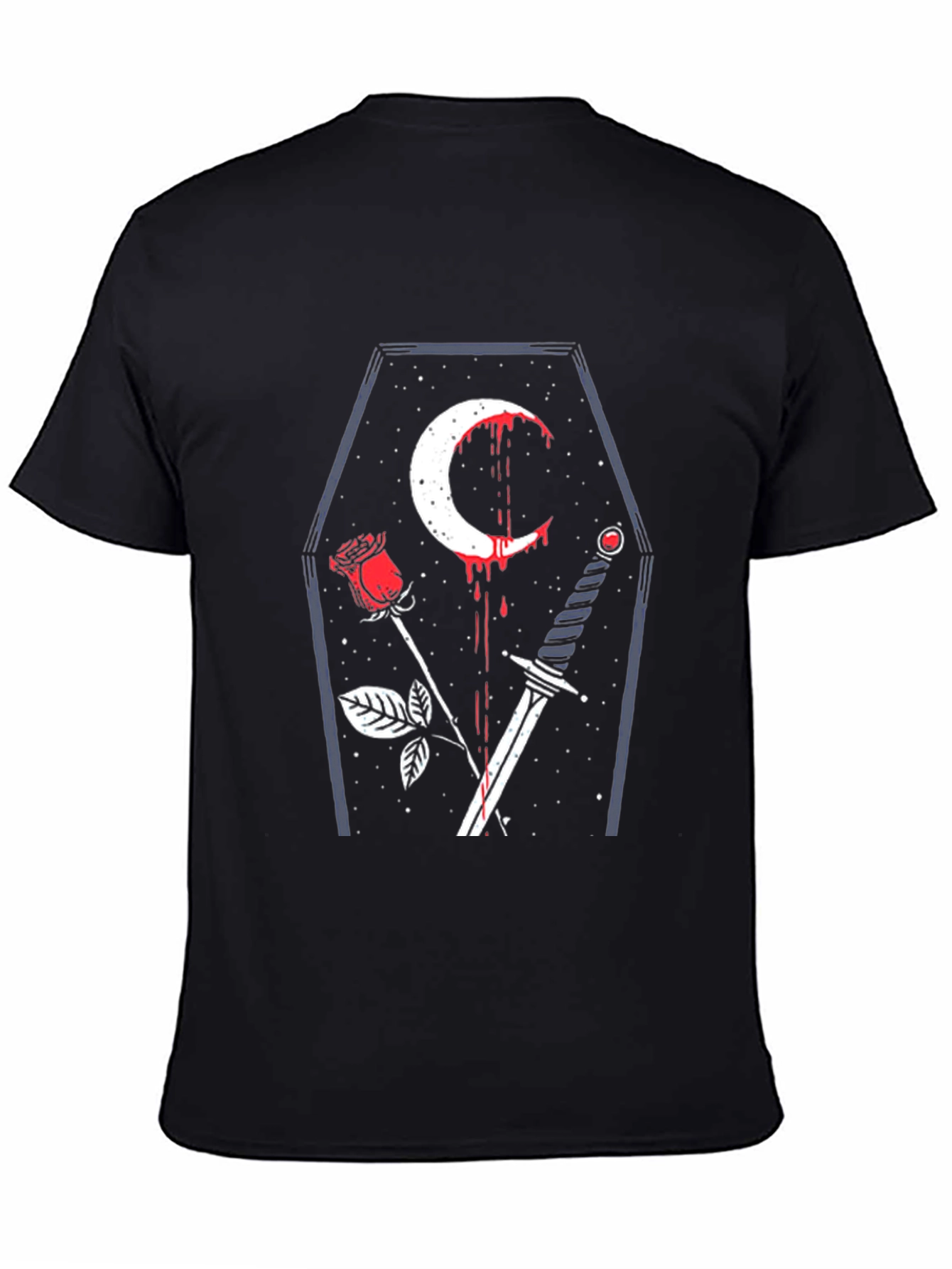 Gothic Coffin Rose & Sword Graphic Tee