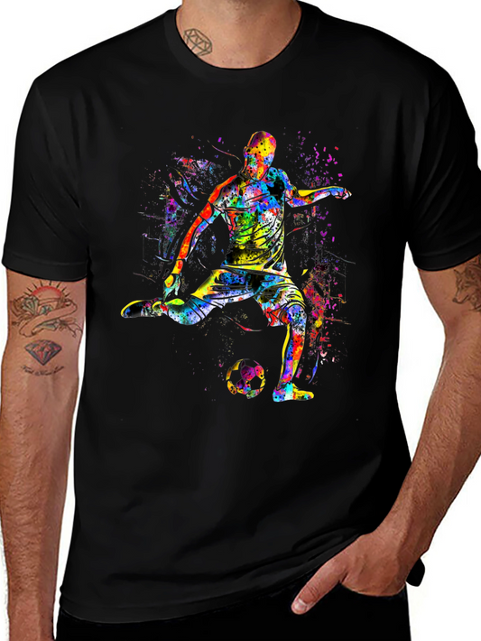 Colorful Soccer Player Graphic Tee