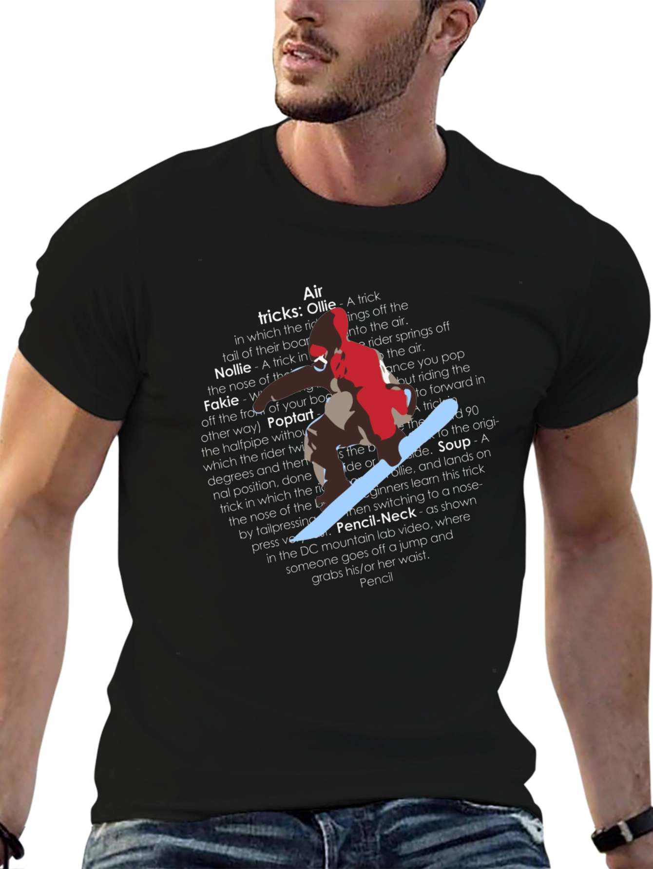 Snowboard Trick List Graphic Tee - Black